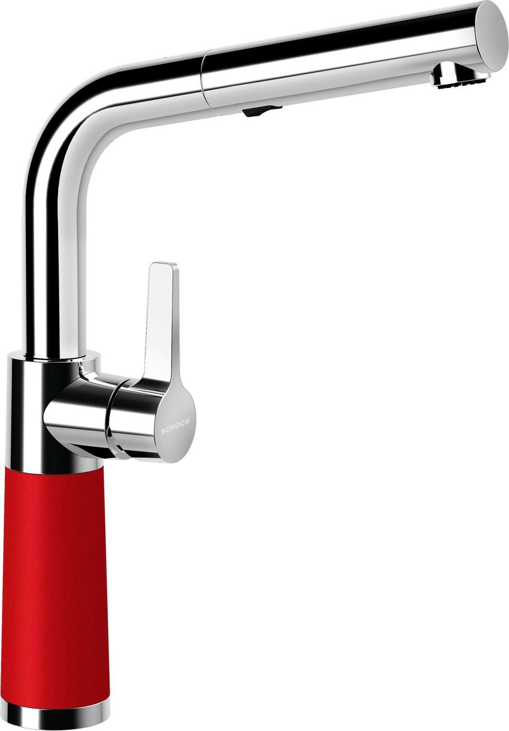 Schock Keukenkraan SC-540 SB uitschuifbaar, straal-douche, terugstroombegrenzer, draaibereik 120° keukenkranen rood
