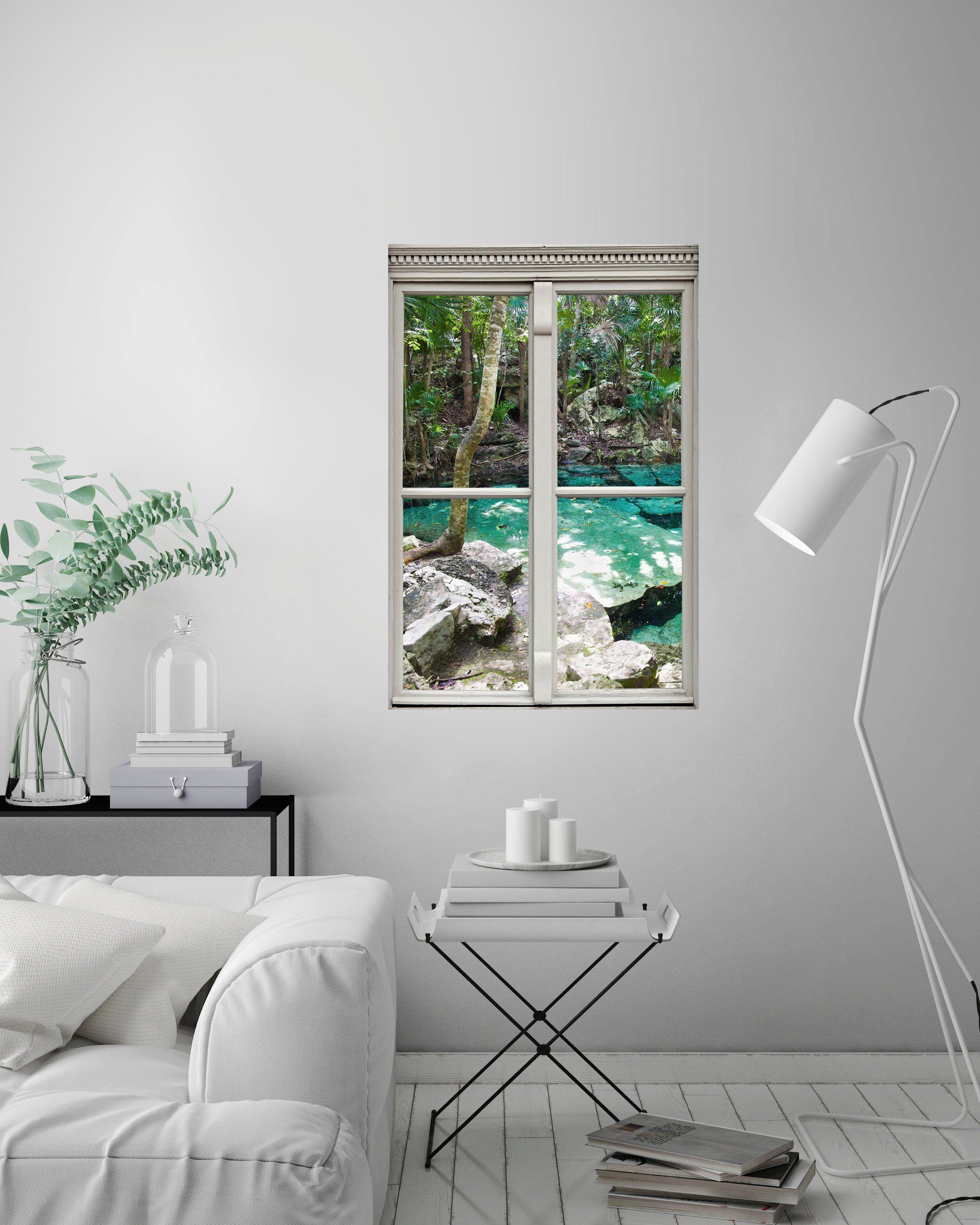 queence Wandfolie Beek Muursticker, muurdecoratie, zelfklevend, 3D, raam