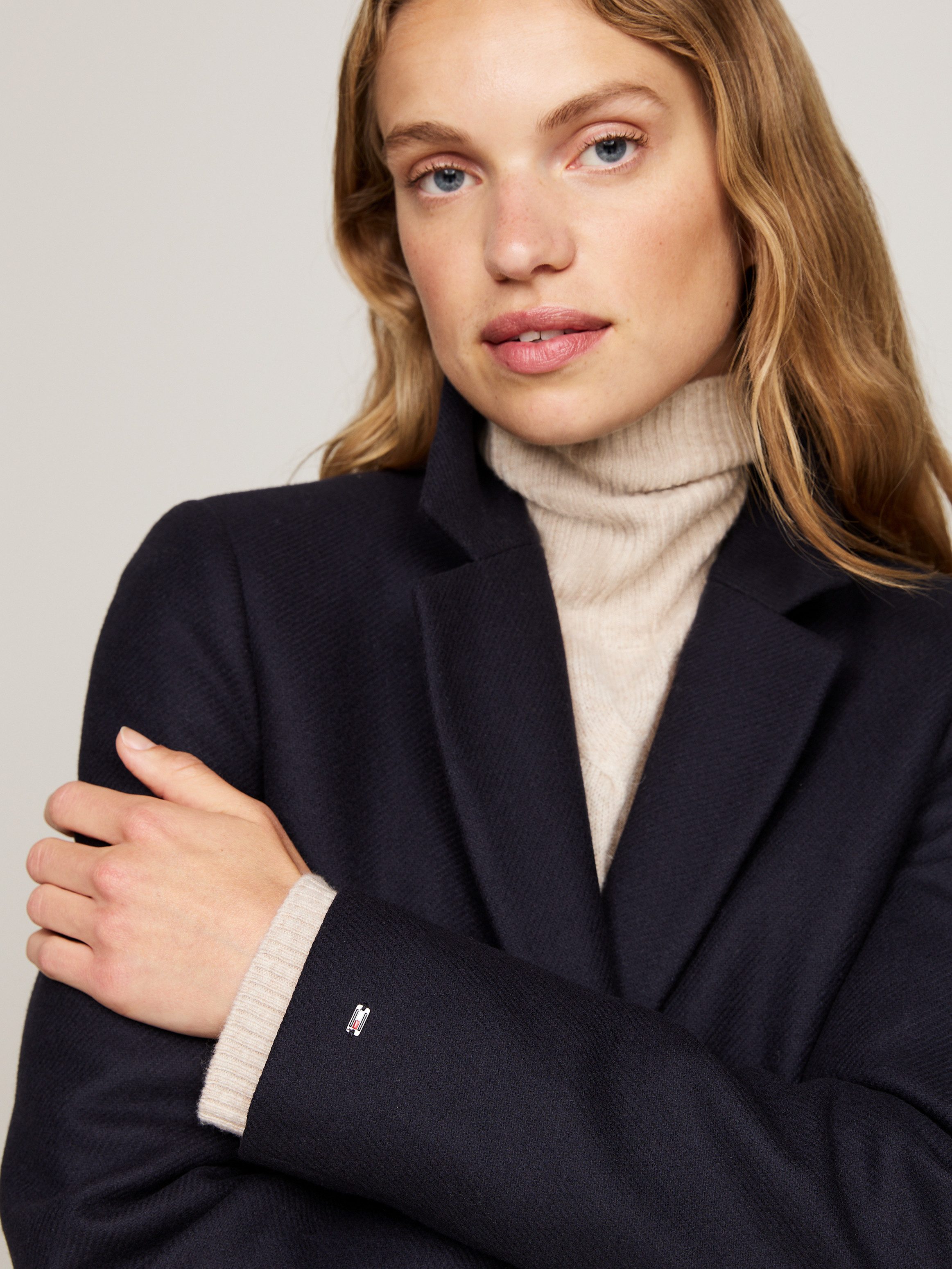Tommy Hilfiger Lange jas met gestempeld logo