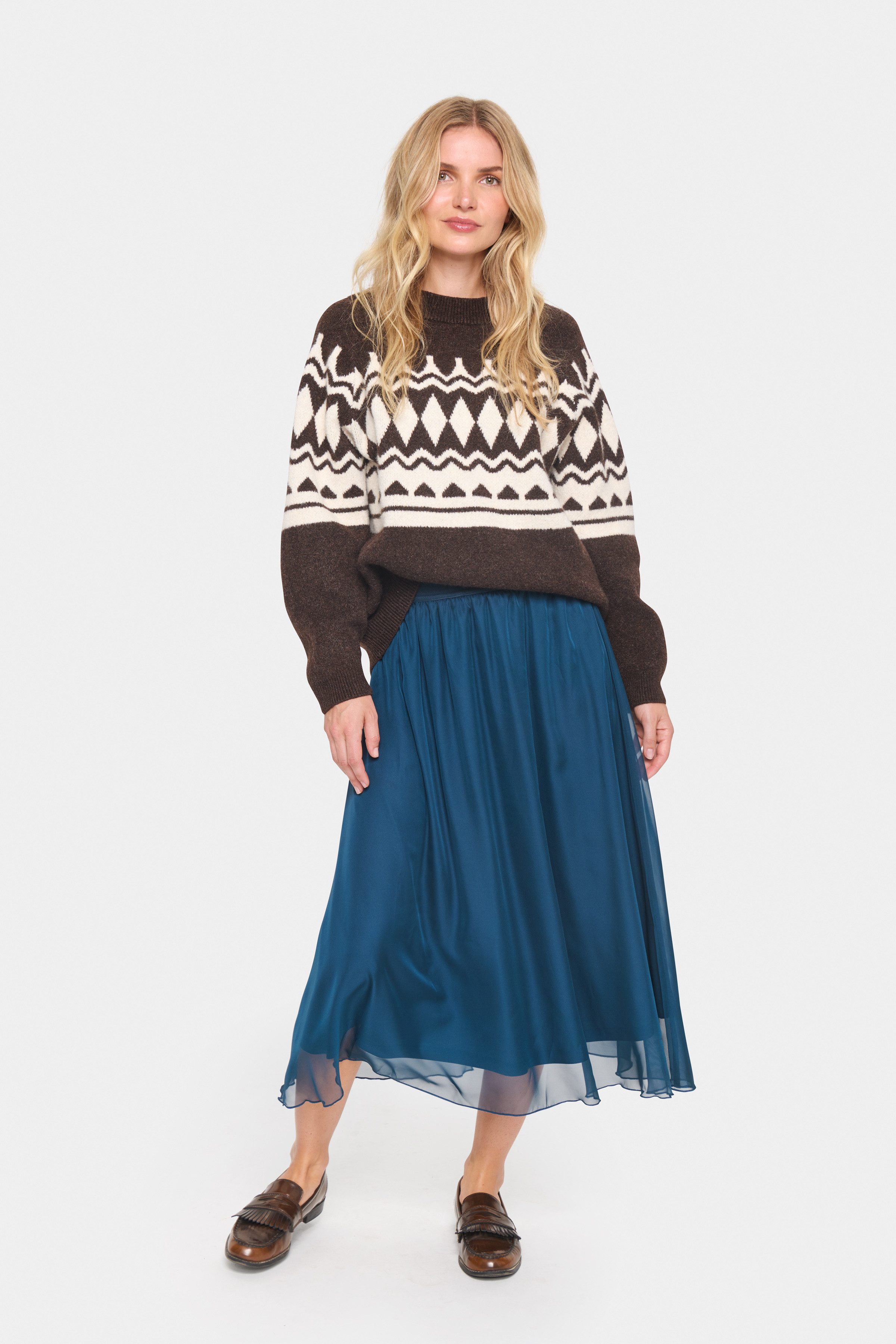 Saint Tropez Midirok CoralSZ Skirt gemaakt van chiffon
