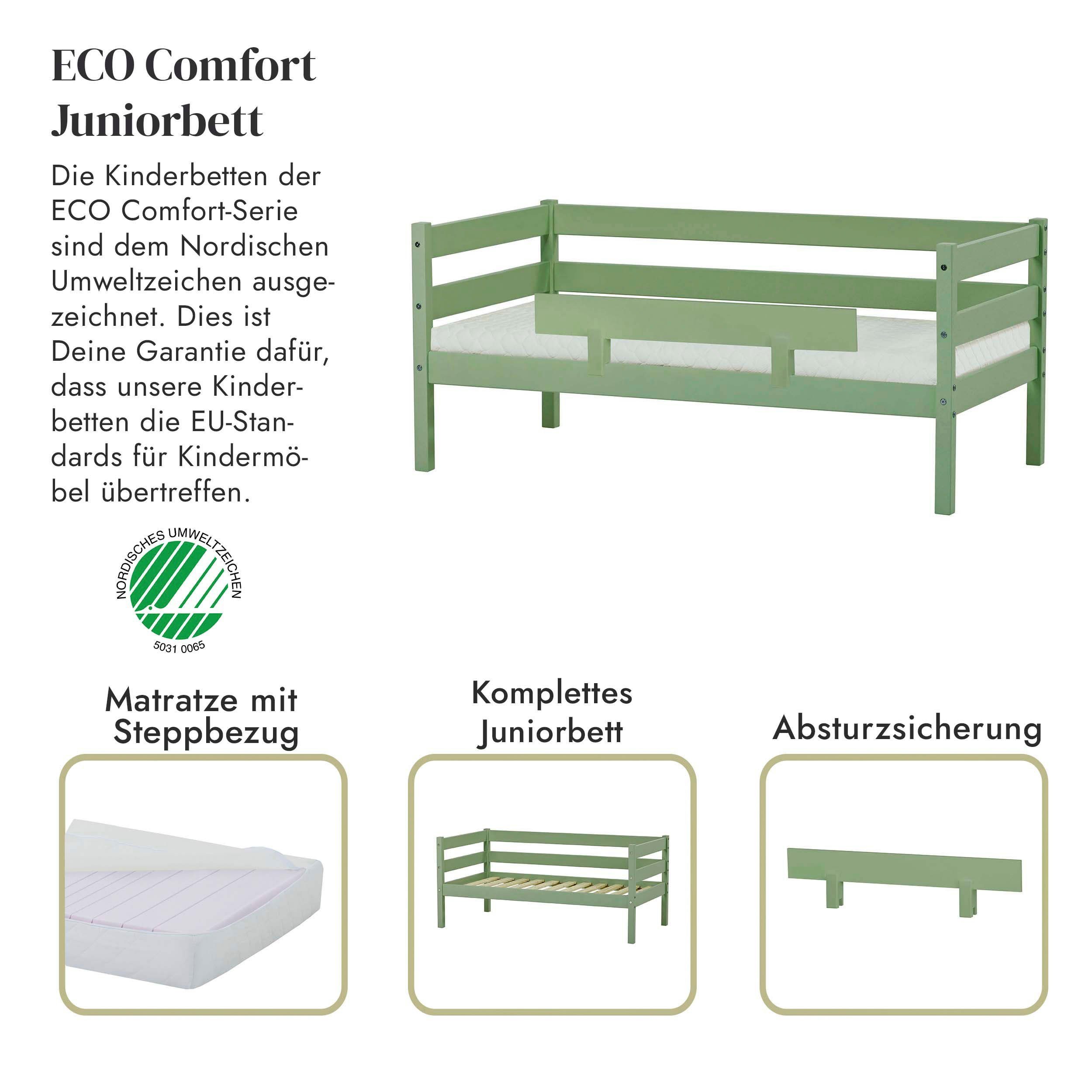 Hoppekids 1-persoonsledikant ECO Comfort kinderbed, massief grenenhout, tienerbed inclusief lattenbodem (set)
