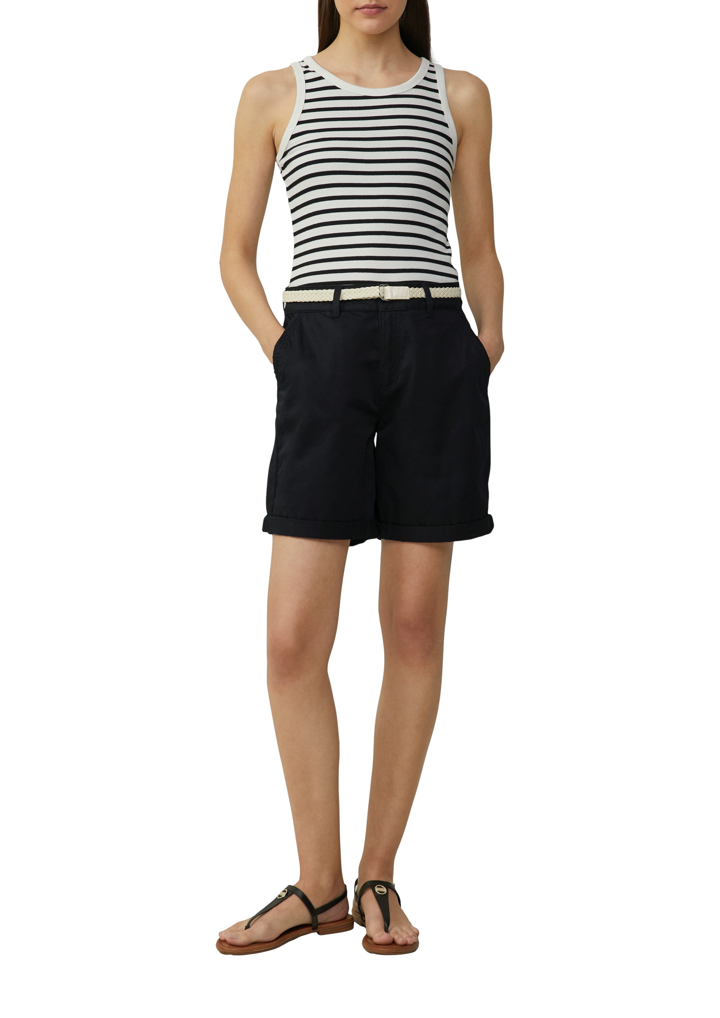 s.Oliver Chino-short met gevlochten riem