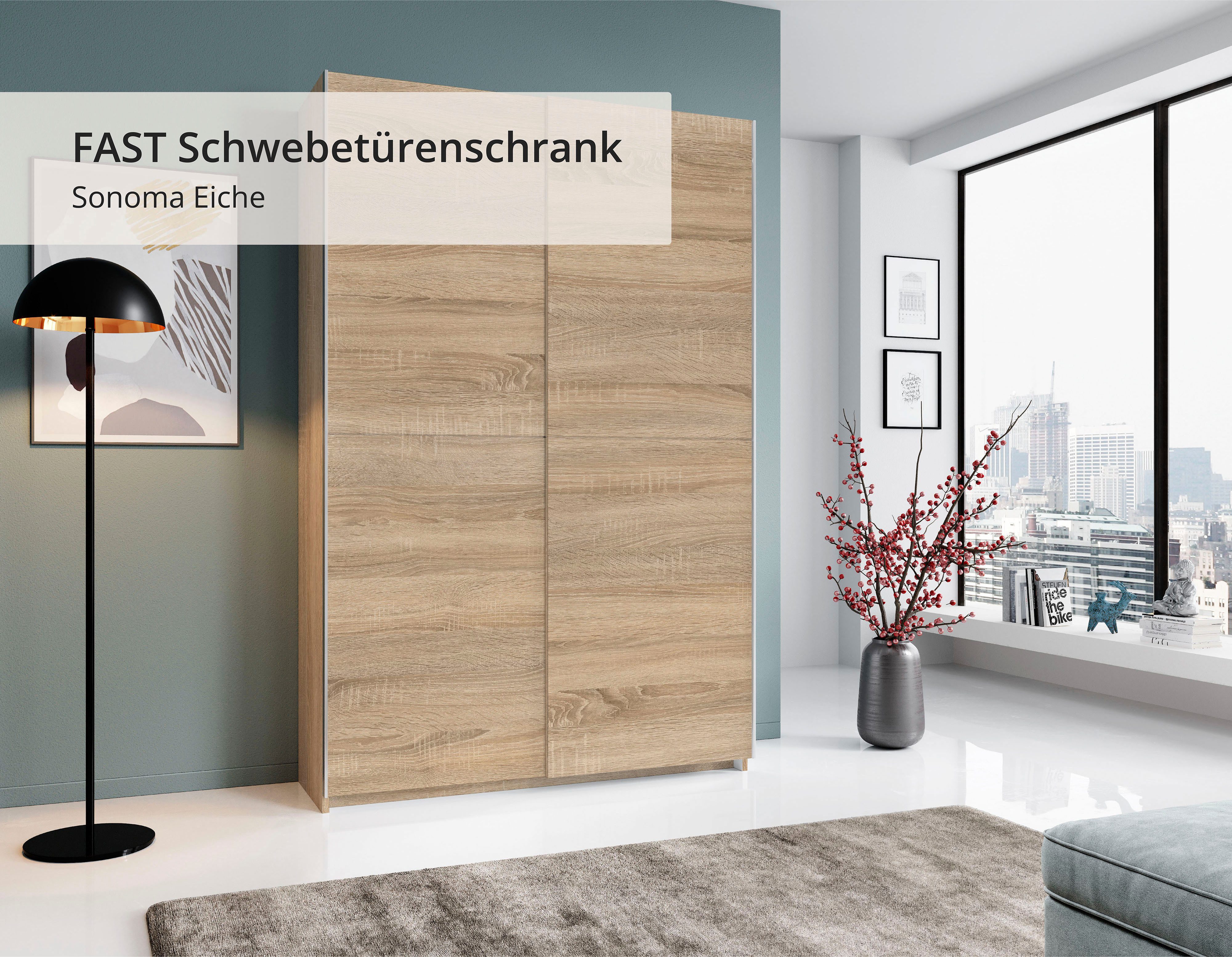 Schlafkontor Schuifdeurkast Heimo/Fast kast kledingkast garderobe OTTO´s CHOICE weinig diepte, uitschuifbare kledingstang, garderobekast, 6 planken