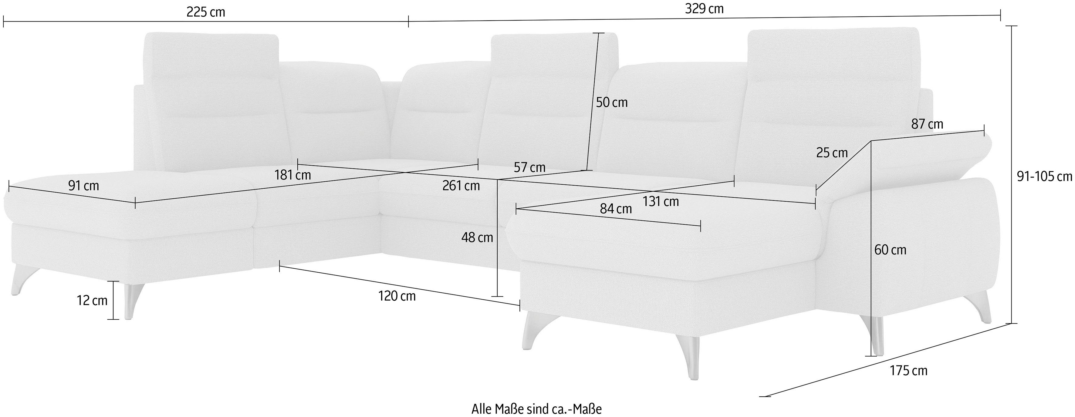sit&more Zithoek Astoria U-vorm naar keuze met motorische relaxfunctie
