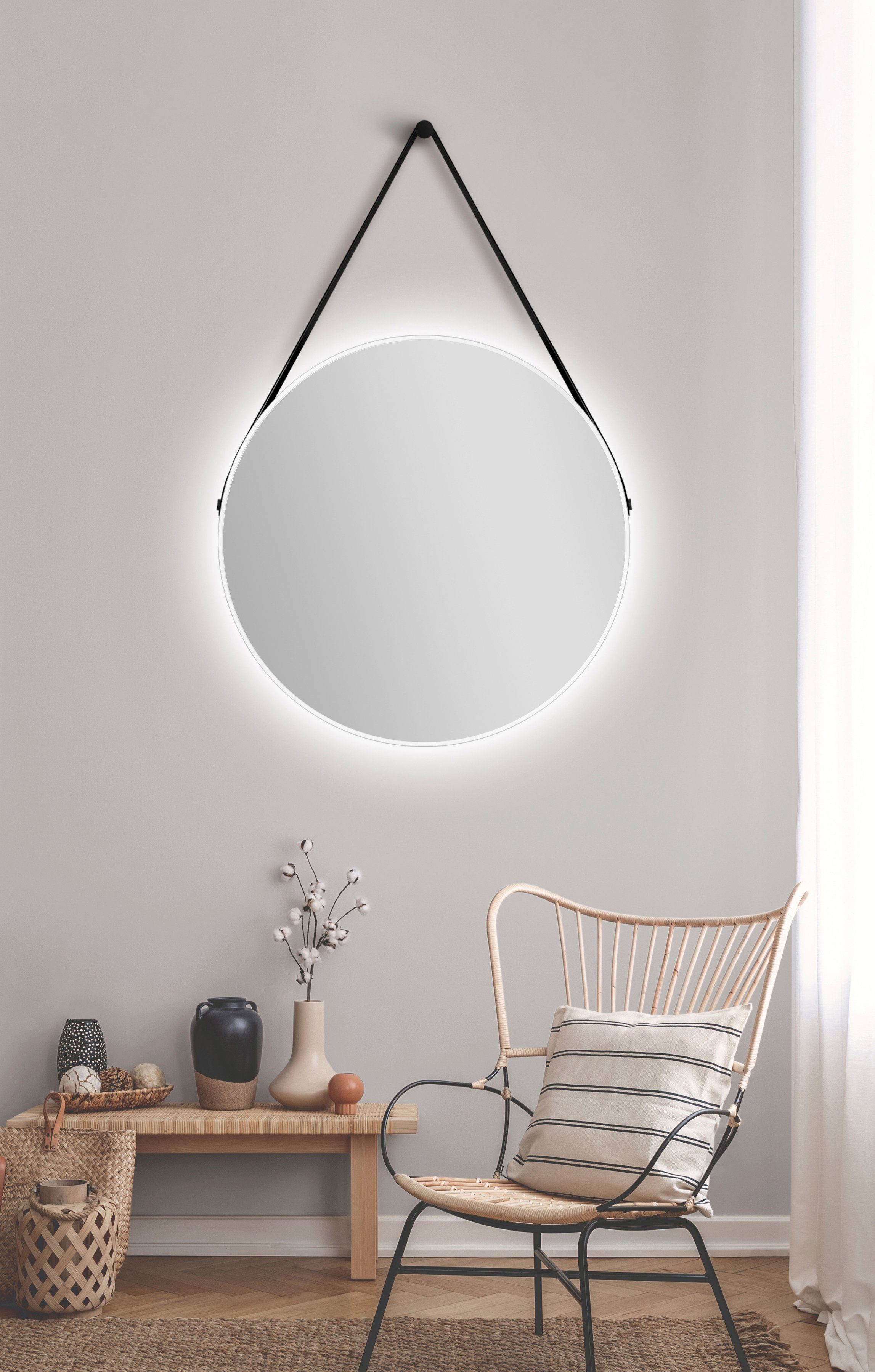 Talos Led-lichtspiegel rond, met indirecte ledverlichting, mat ø 80 cm spiegels & verlichting wit