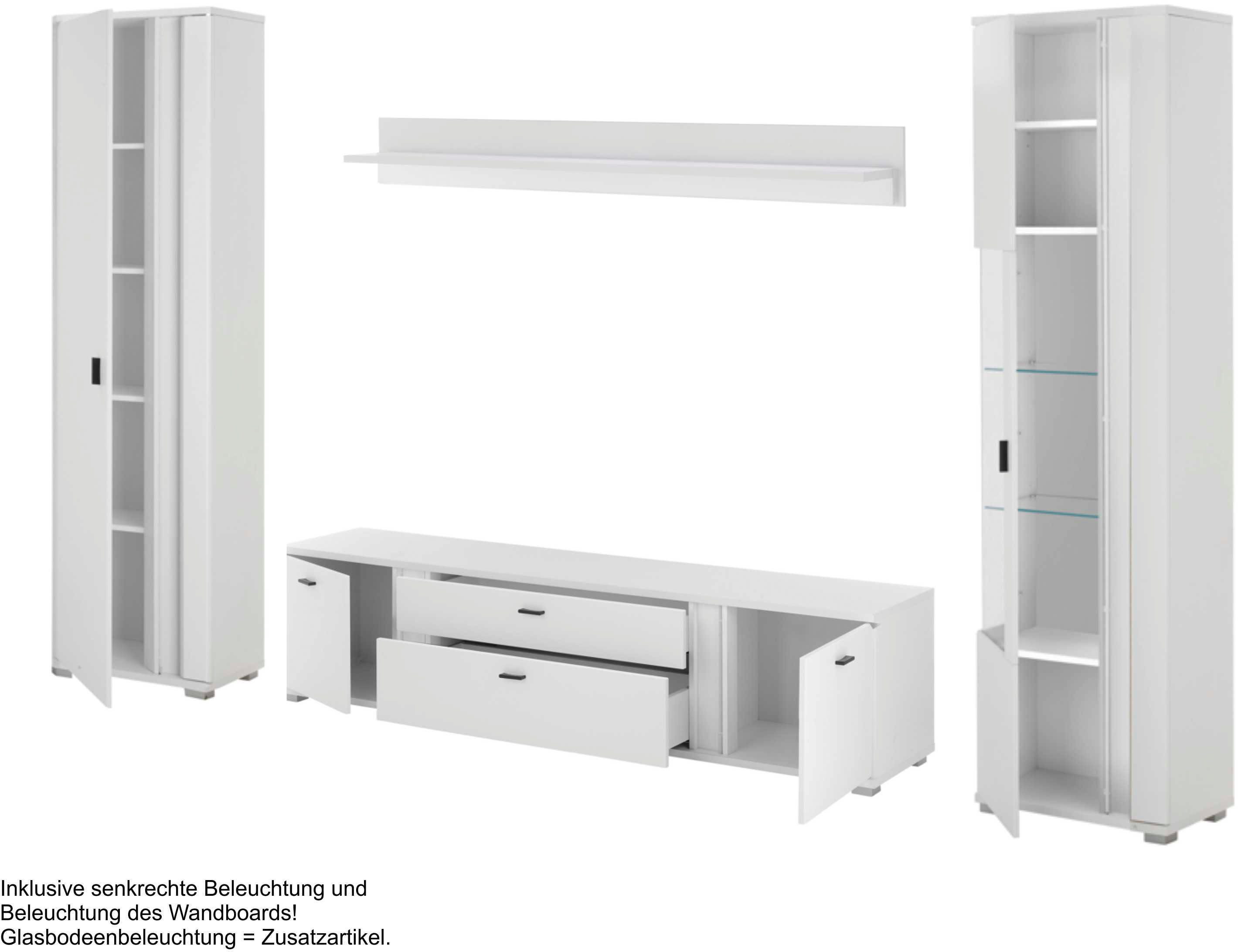 INOSIGN Wandmeubel Long Island in moderne trendkleur, inclusief verticale verlichting, breedte 330 cm (set, 4-delig)