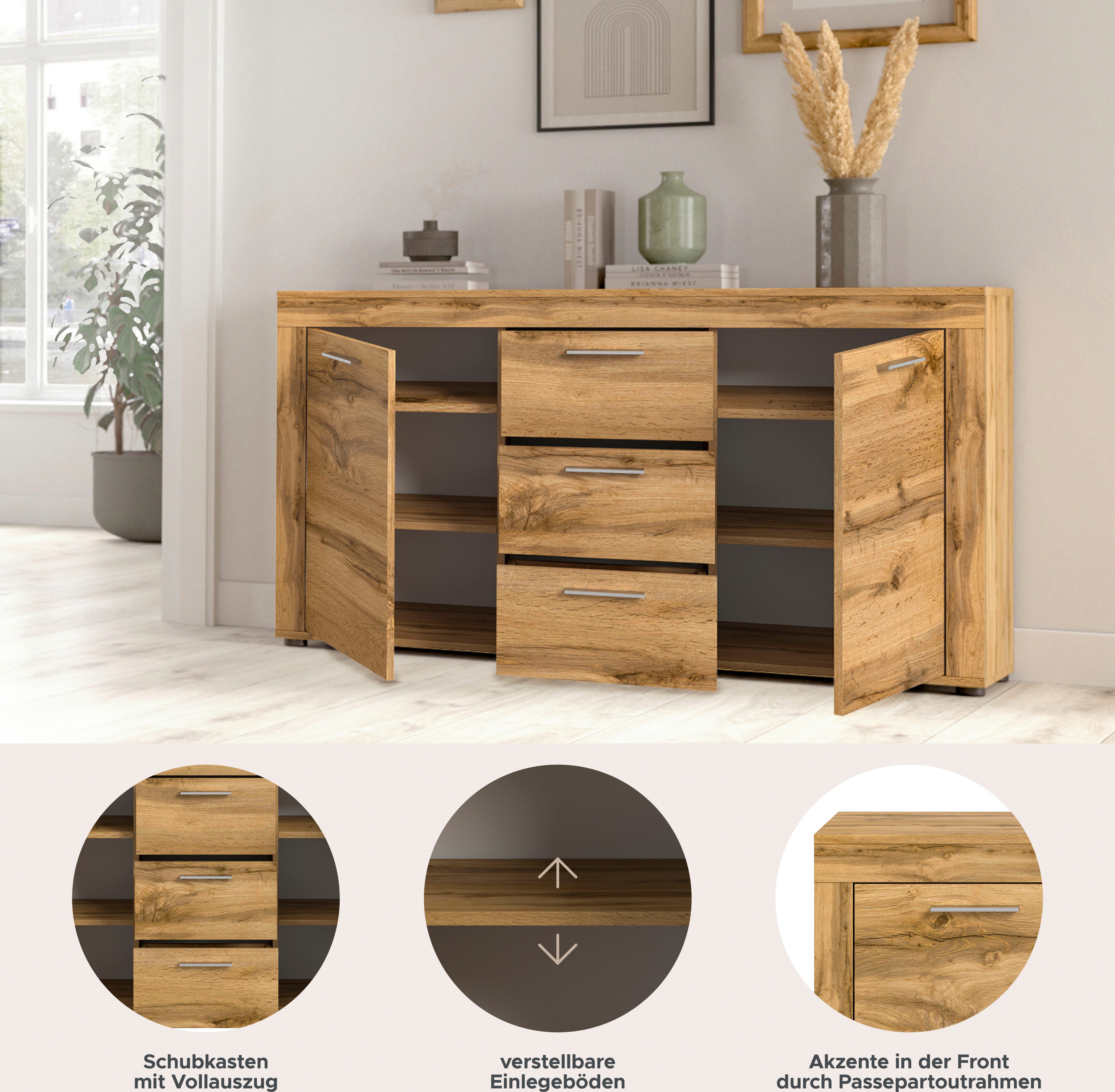 INOSIGN Dressoir Aosta, breedte 125 cm, in verschillende kleuruitvoeringen