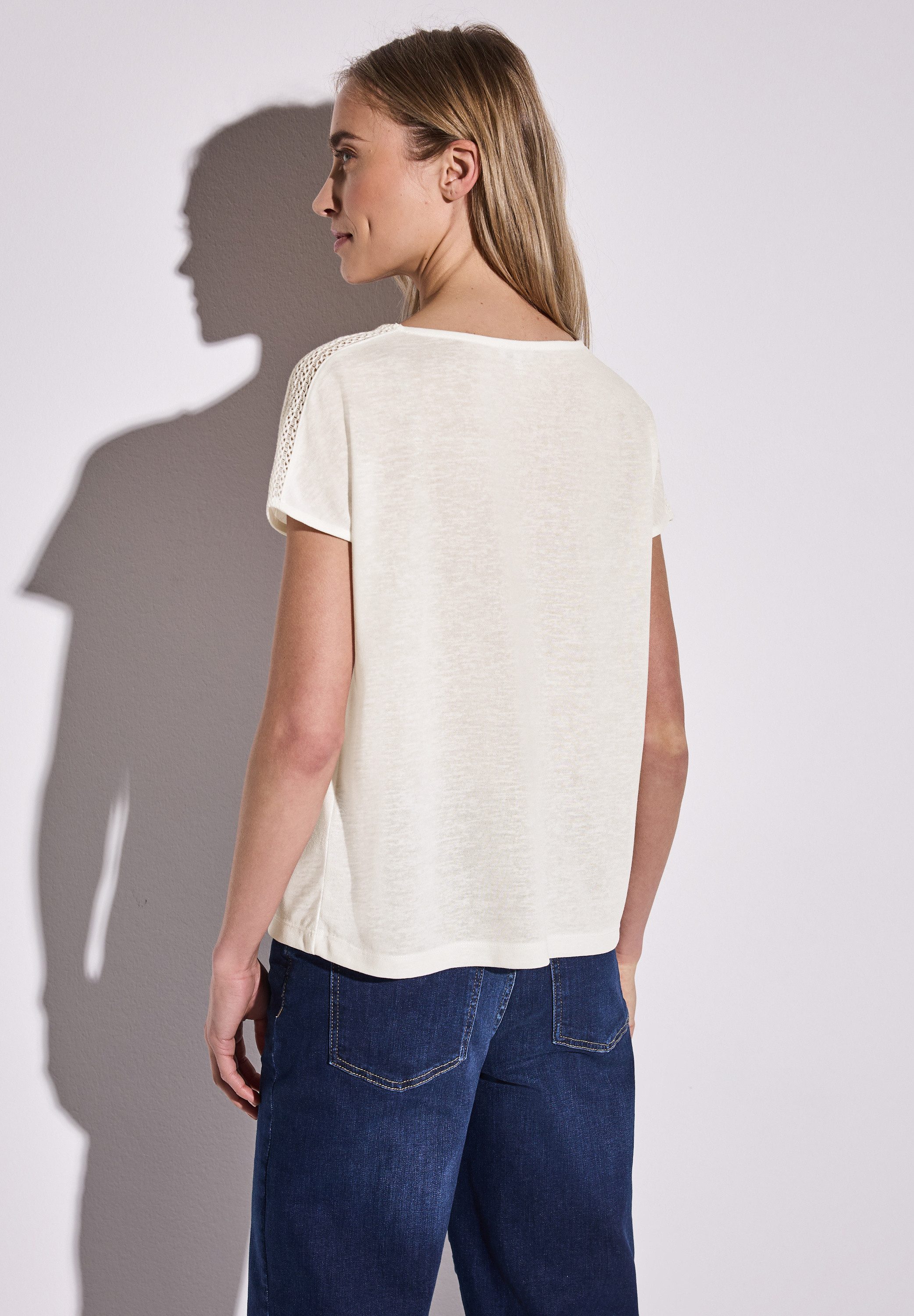 STREET ONE T-shirt met kanten detail