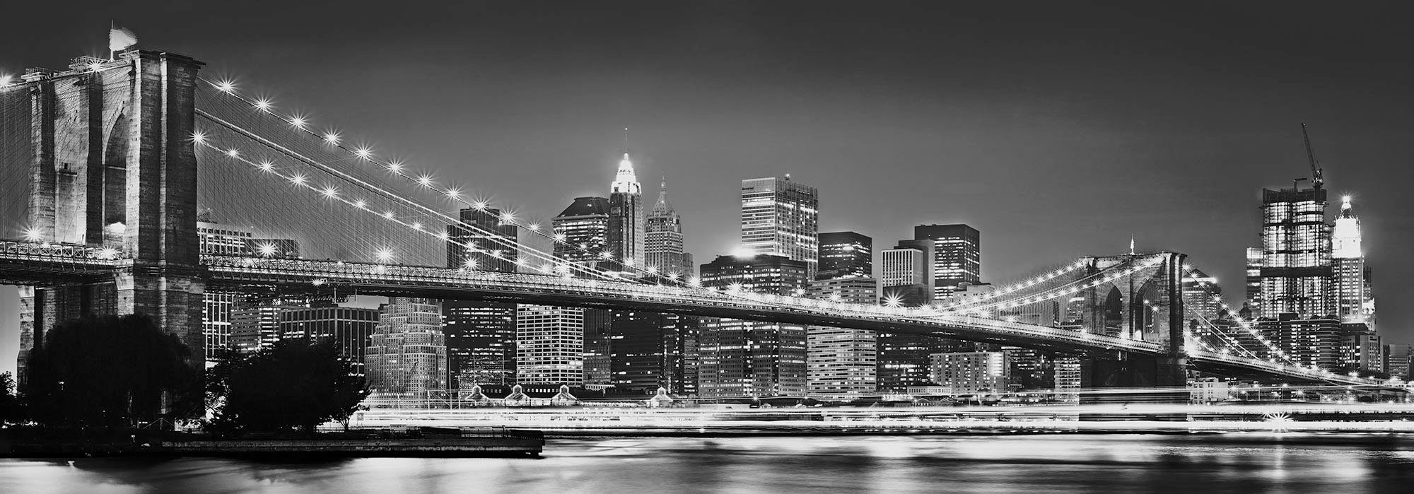 Komar Vliesbehang Digitale print vlies - Brooklyn Bridge - Afmeting 400 x 140 cm (1 stuk) zelfklevend behang multicolor