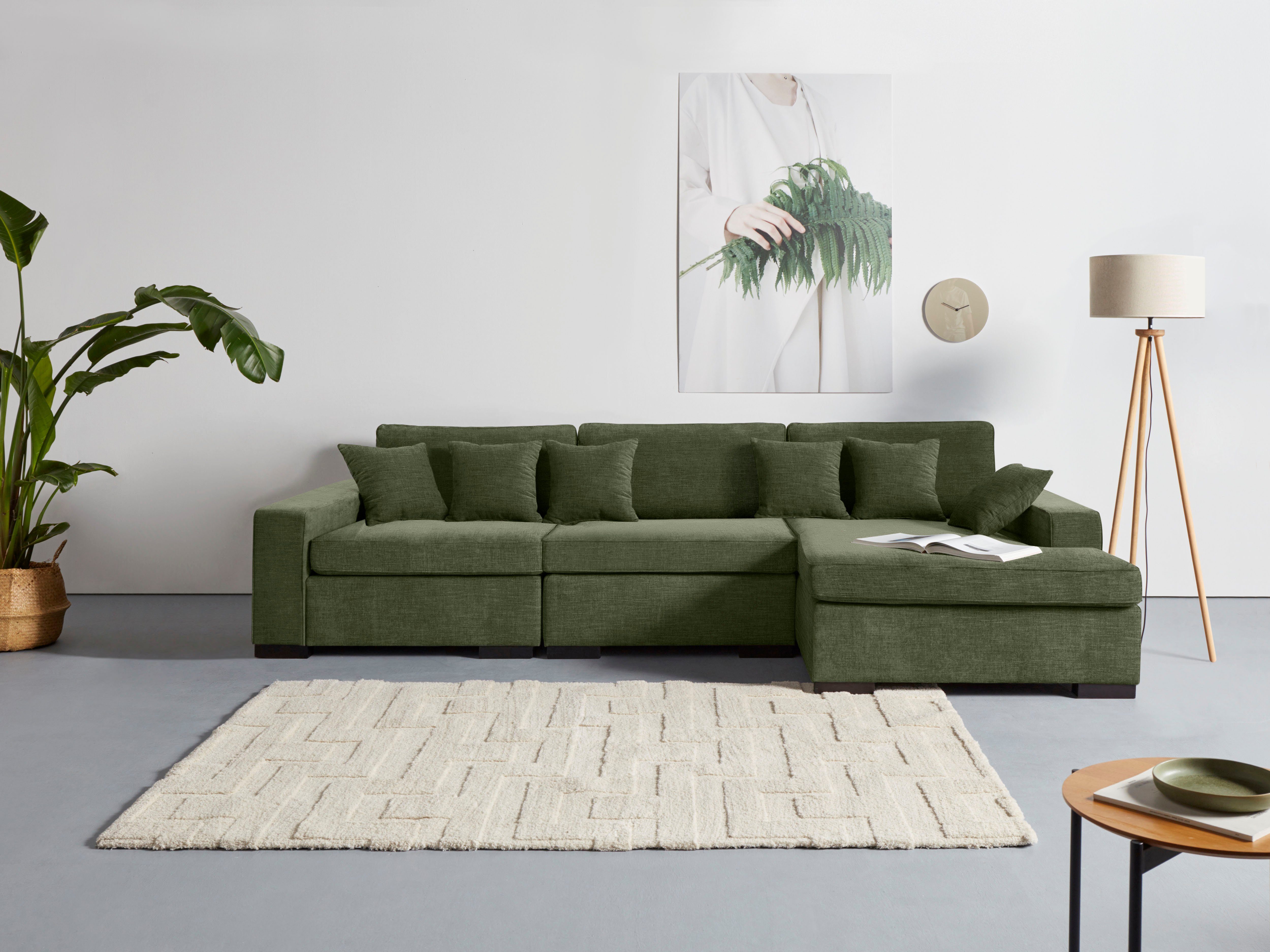Guido Maria Kretschmer Home&Living Ottomane Skara L-vorm Loungebank met binnenveringsinterieur, in vele overtrekkwaliteiten groen, chaise longues,