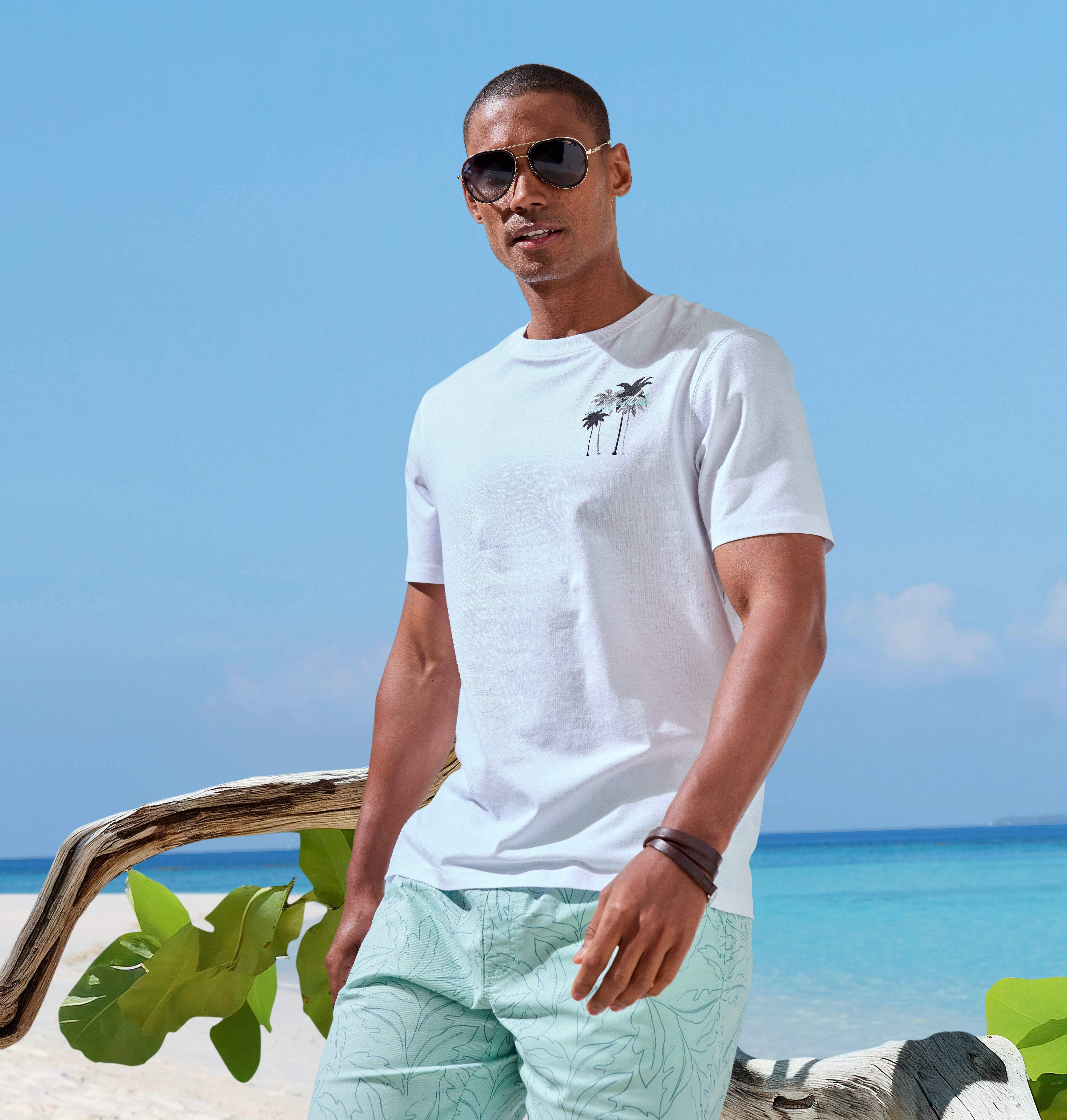 Beachtime T-shirt Met grote print op de rug Regular-fit, met print voor en achter