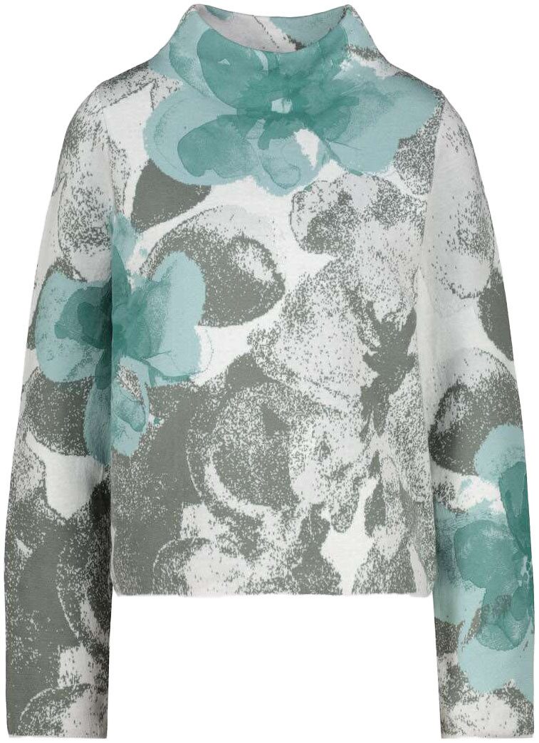 Monari Gebreide trui Pullover jacquard bloem met all-over bloemmotief