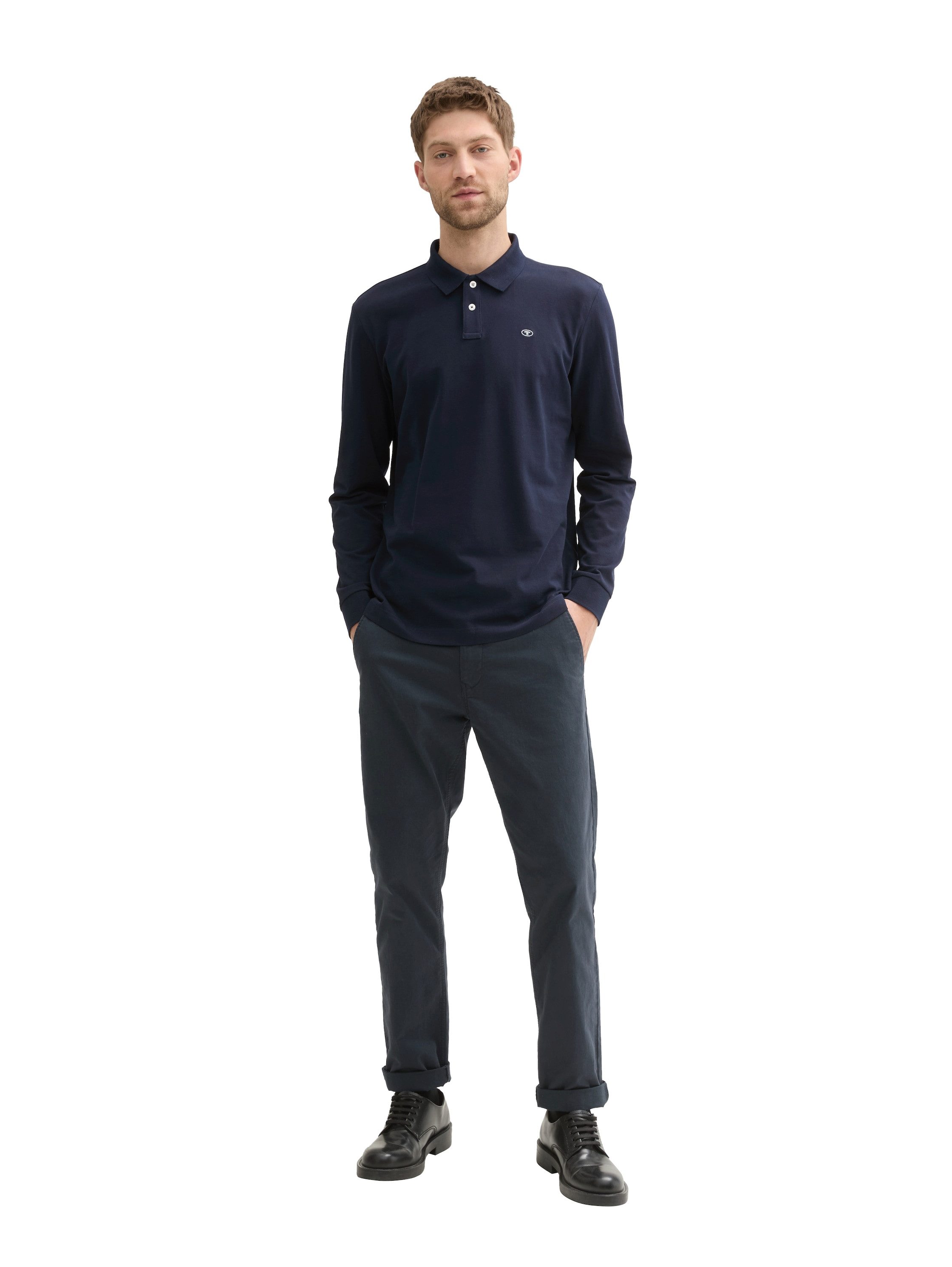 Tom Tailor Poloshirt met lange mouwen met logoborduursel