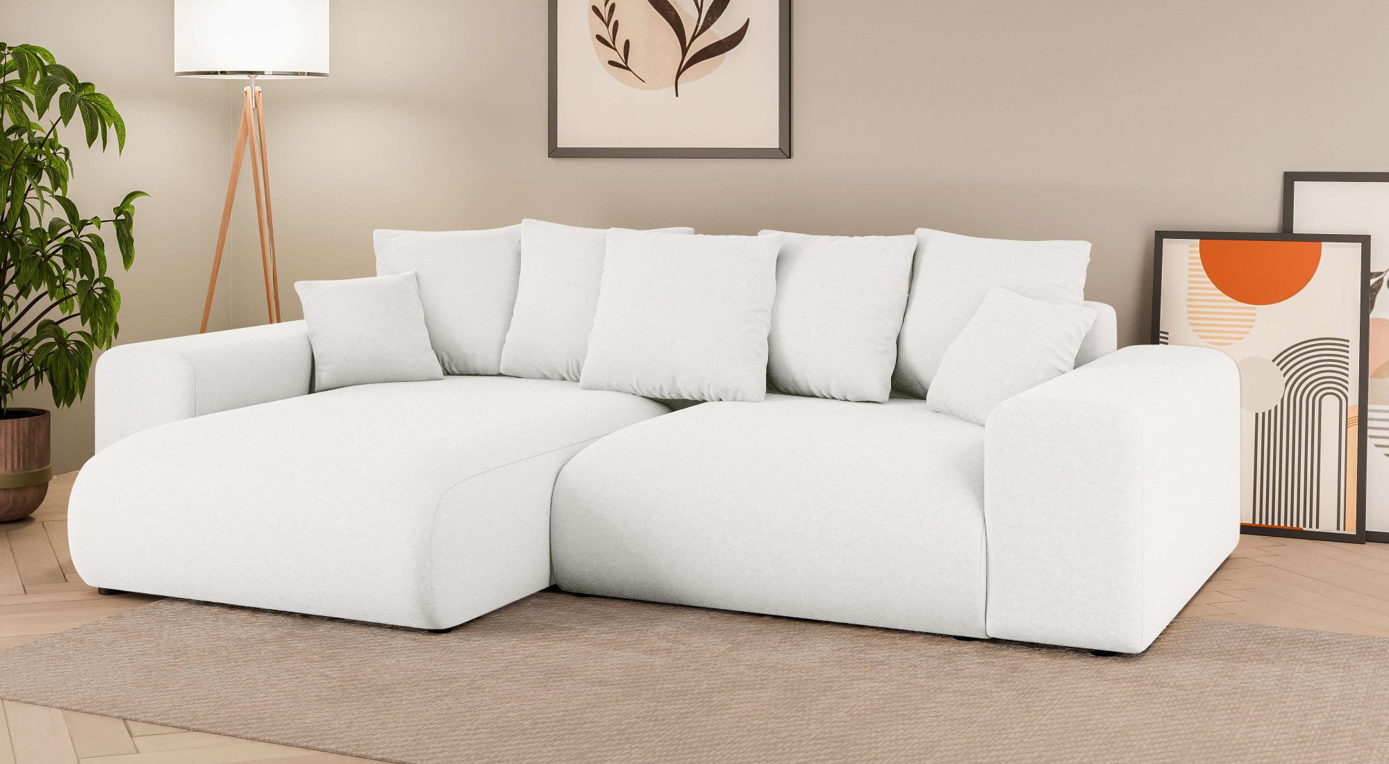 Home affaire Hoekbank LAKESIDE met bedfunctie en bedlade, B/D/H 257/166/84 cm L-vorm, recamiere aan beide zijden monteerbaar, golfondersteuning