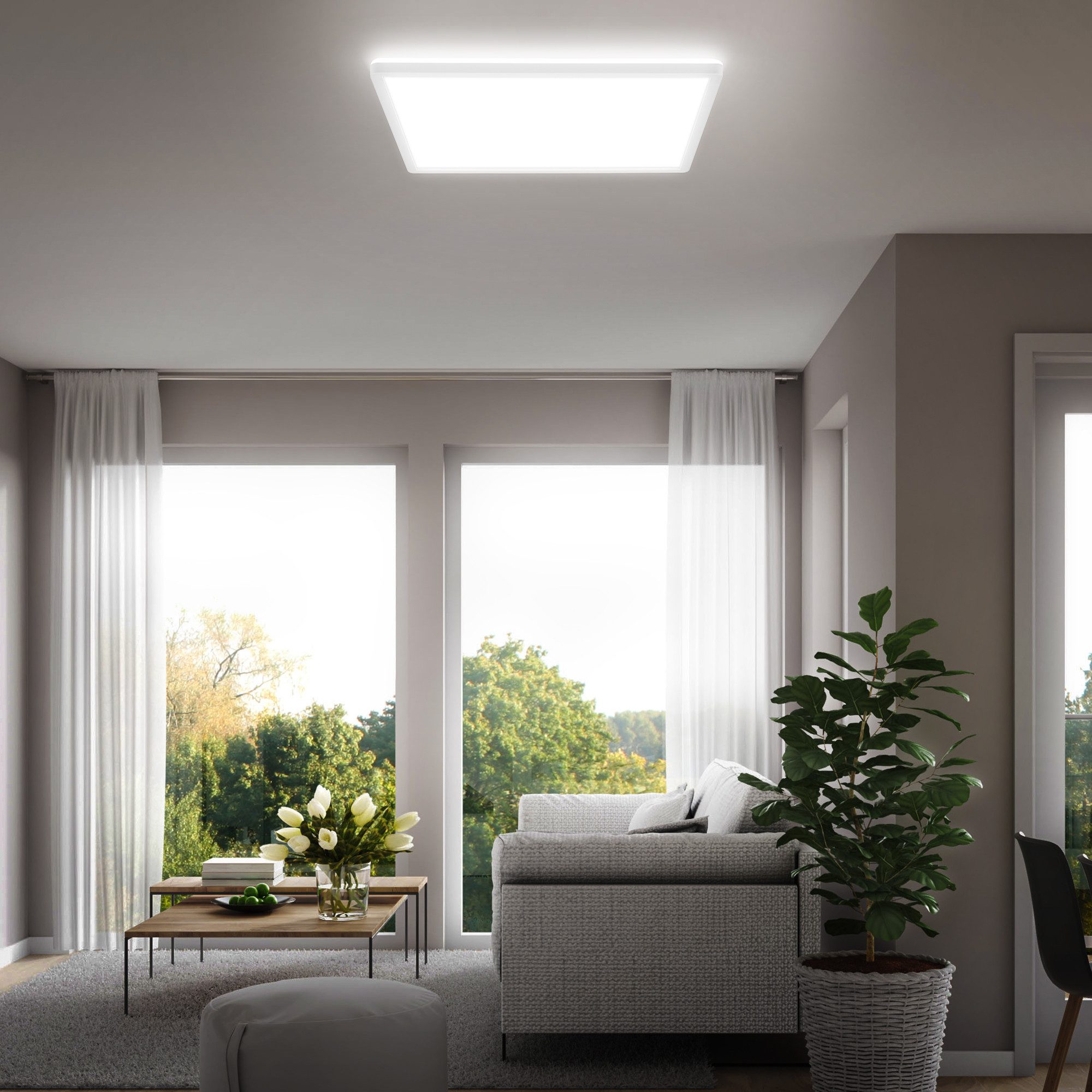 B.K.Licht Led-plafondlamp BKL1601 ultra dunne plafondlamp, LED paneel met backlight