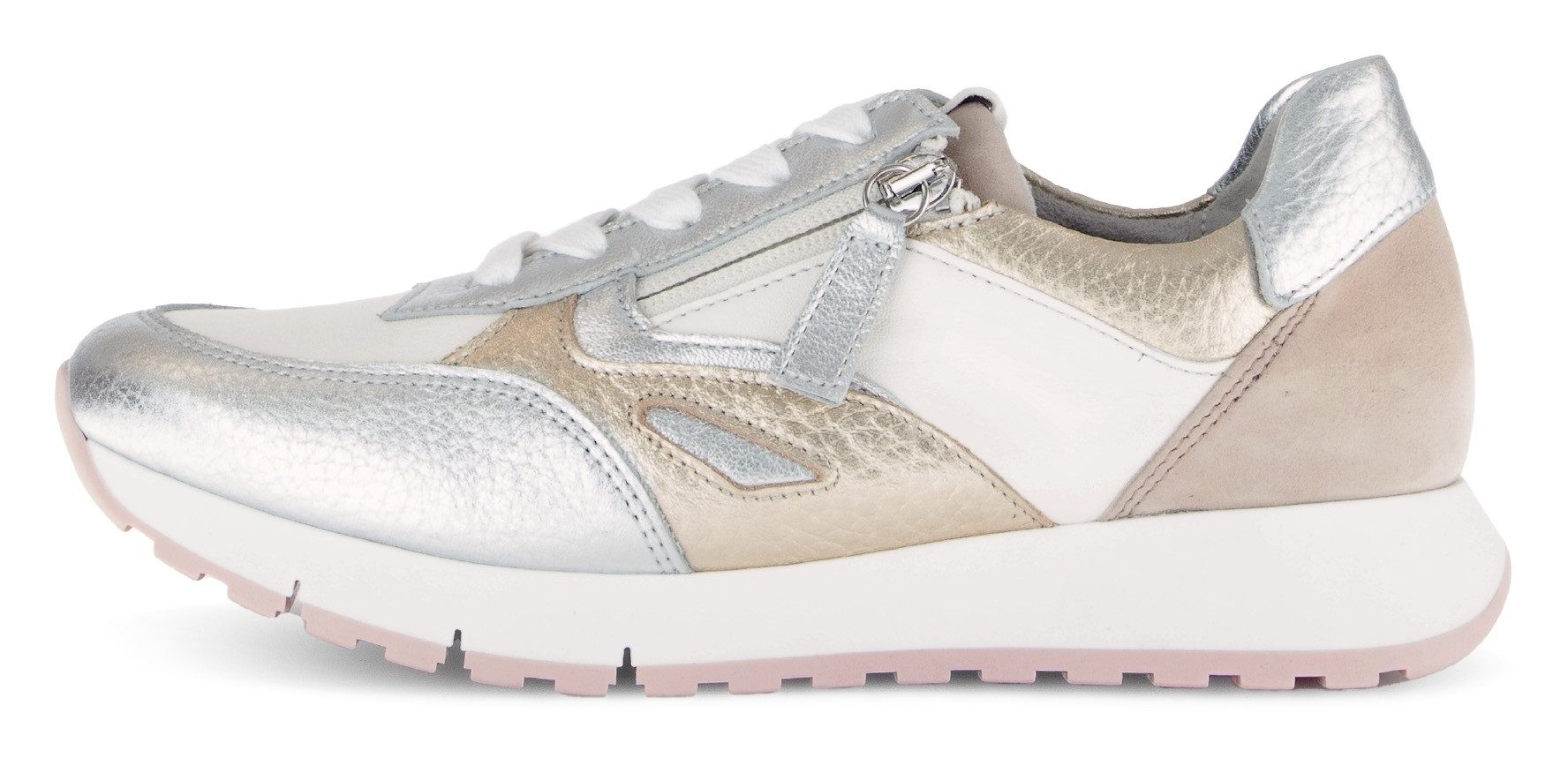 Gabor Sneakers met sleehak Florence , vrijetijdsschoen, lage schoen, veterschoen, contrastafwerking, breedte g (=breed)
