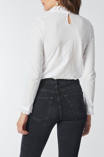 Rich & Royal Shirt met lange mouwen 2409 O Slub F LS met ruches aan de halslijn en manchetten