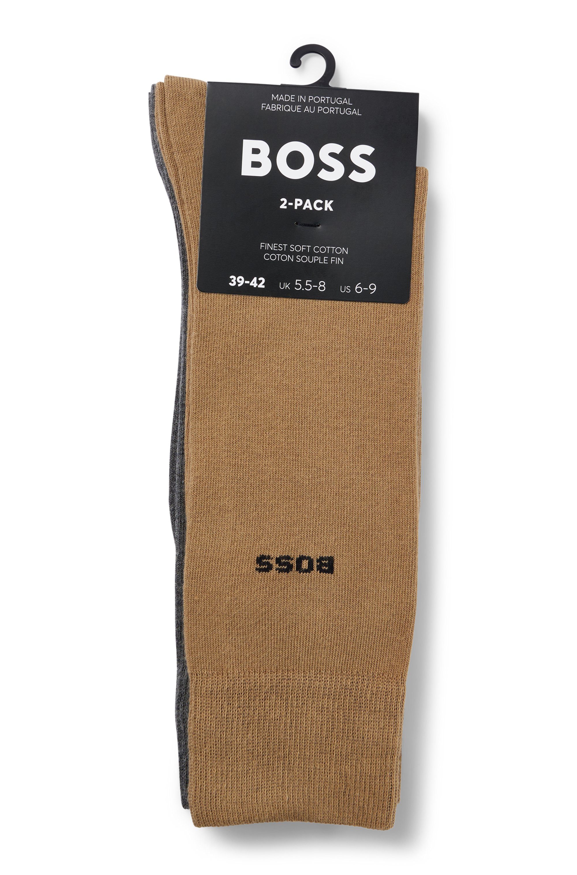 BOSS Business-sokken 2P RS Uni met gebreid boss logo-tekst (2 paar, Set van 2)