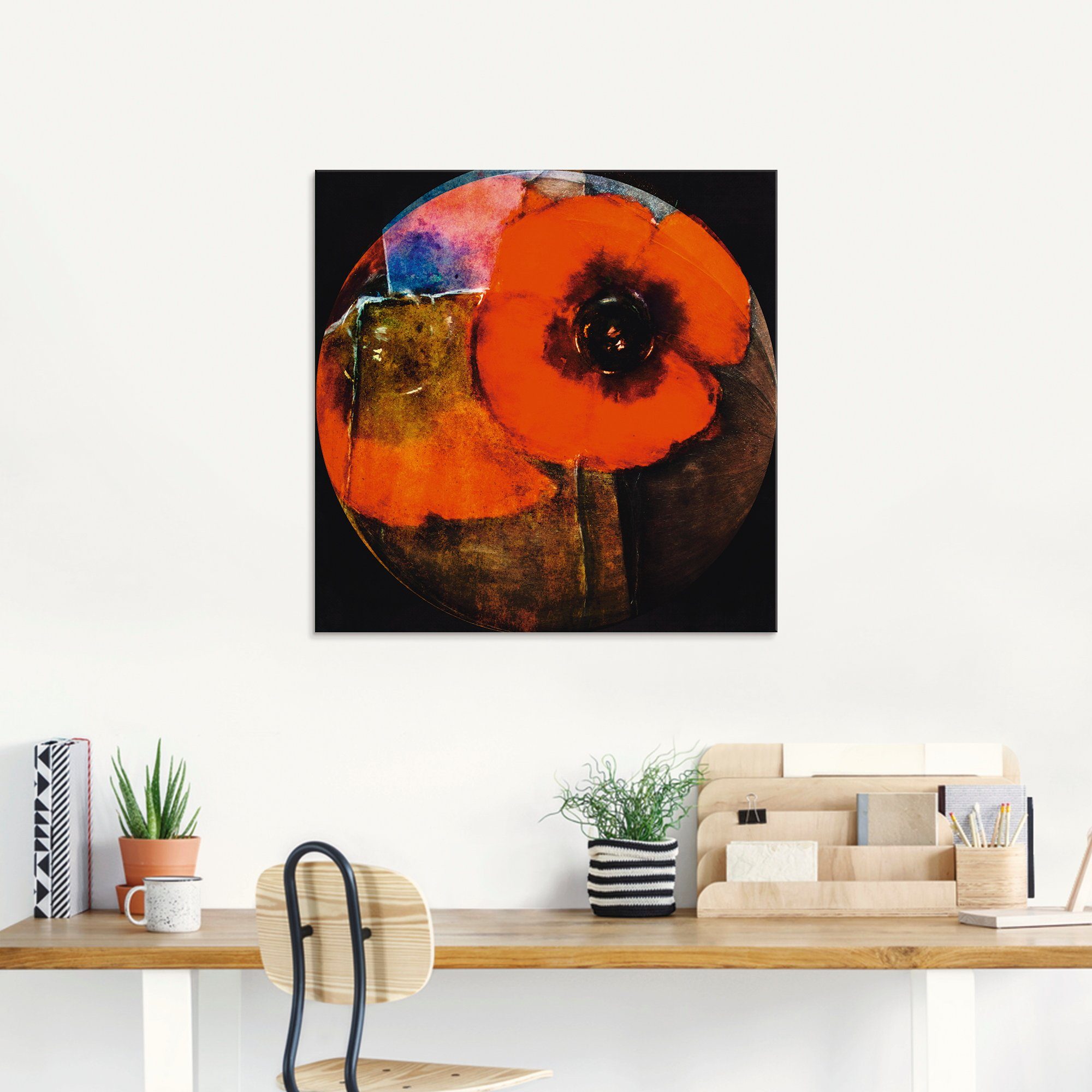 Artland Print op glas Rode klaproos - abstract