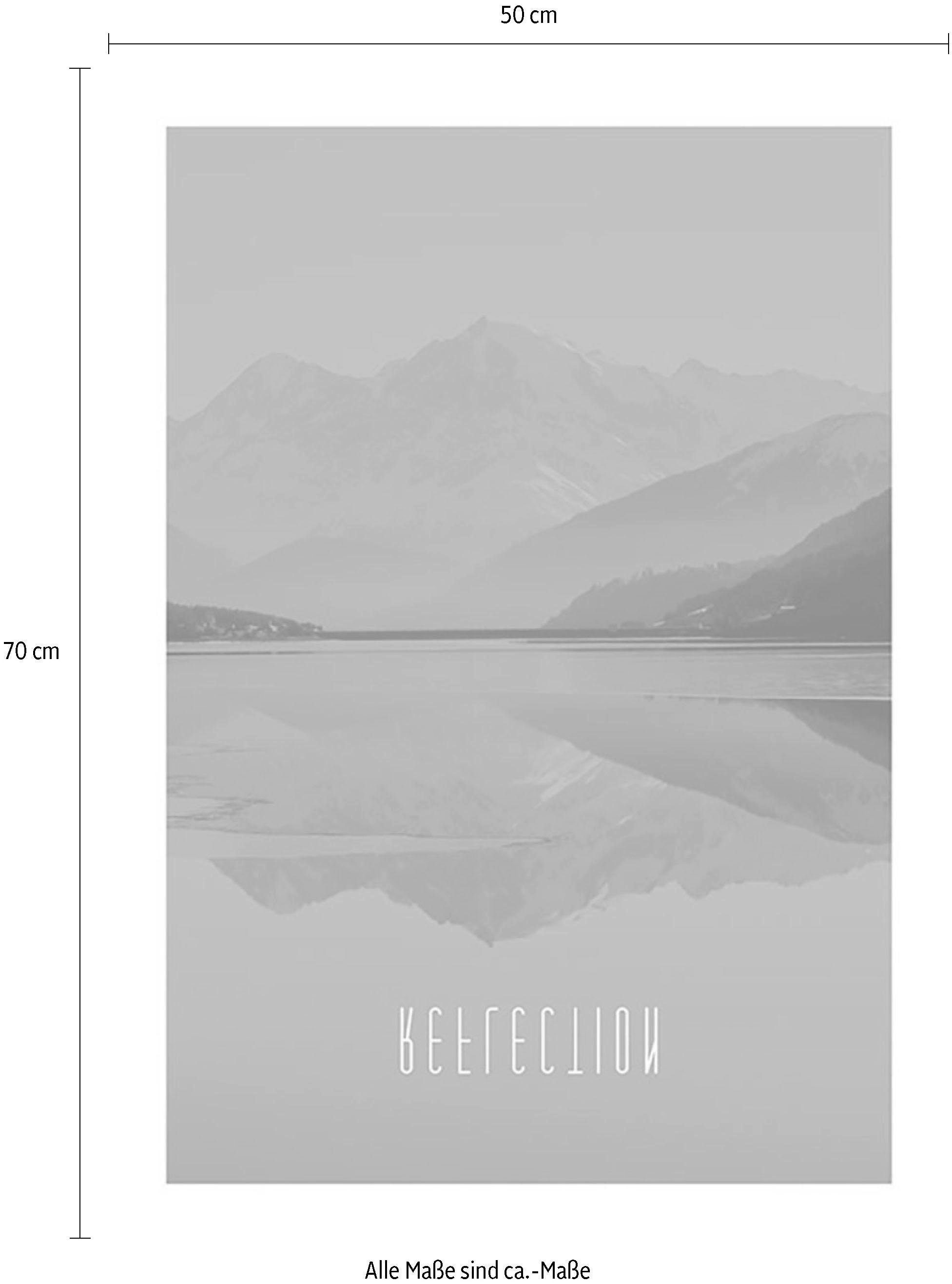 Komar Wanddecoratie Word Lake Reflection Steel Wanddecoratie - zonder lijst (1 stuk)