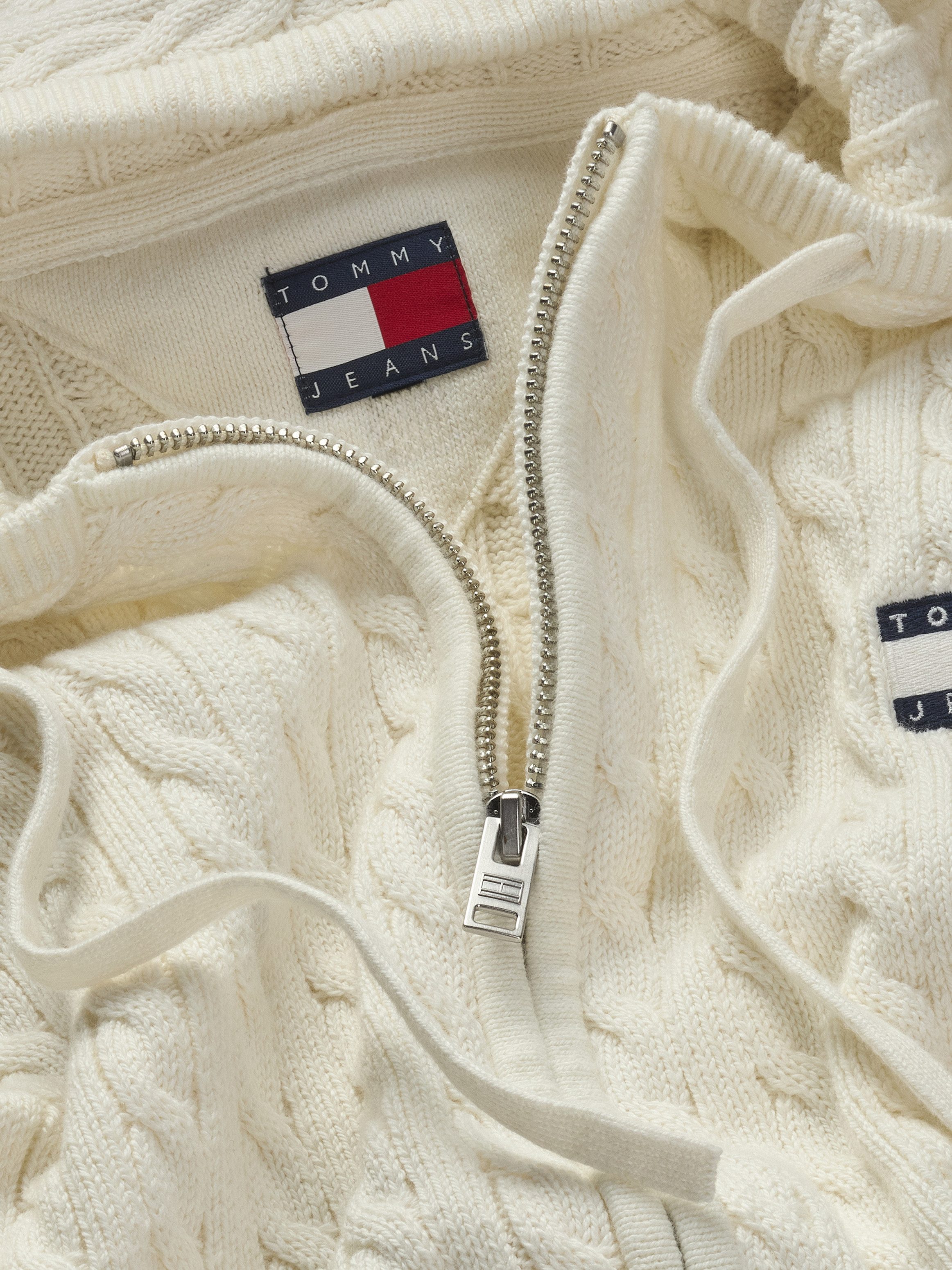 TOMMY JEANS Capuchontrui TJW BADGE CABL HOOD CARDIGAN EXT