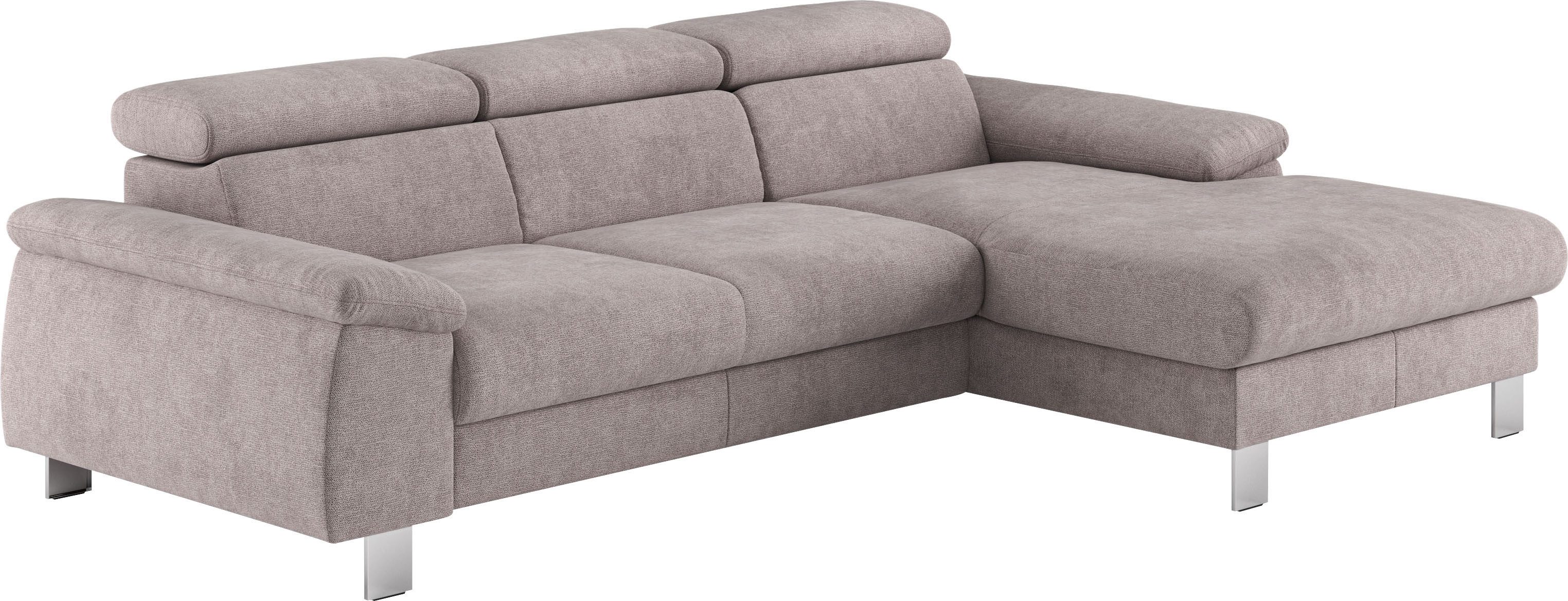 COTTA Hoekbank Komaris L-vorm met hoofdeindeverstelling keuze met bedfunctie, bedlade & verlichting