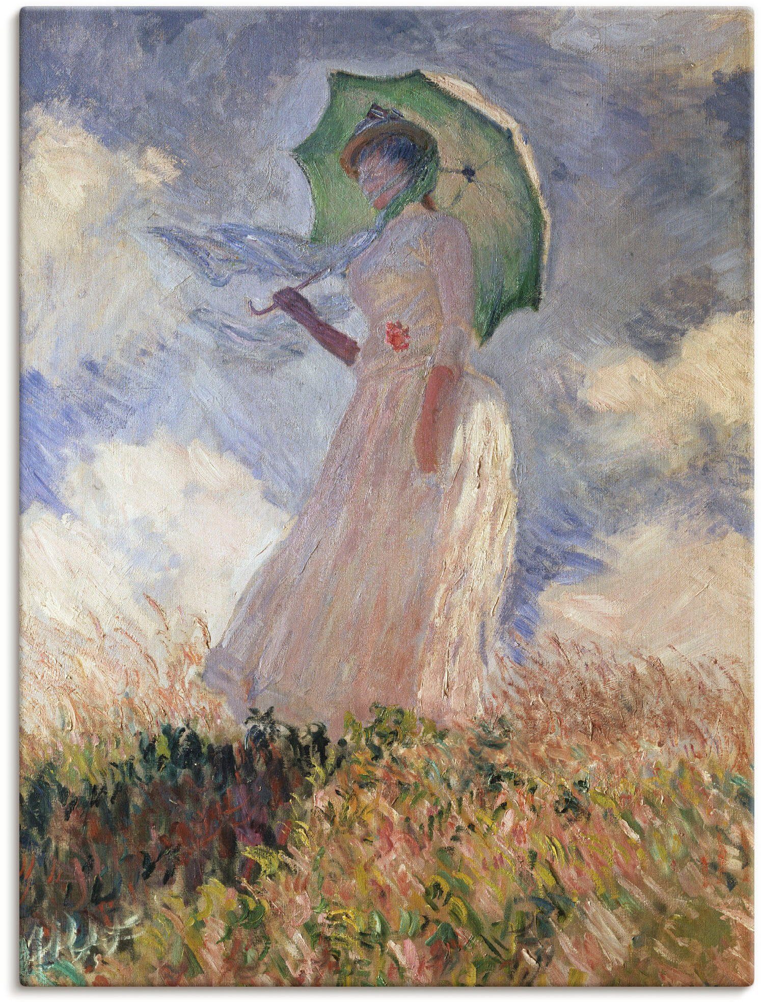 Artland Artprint Vrouw met parasol, Suzanne Hoschedé als artprint op linnen, poster in verschillende formaten maten foto schilderijen maat 60 cm x 80