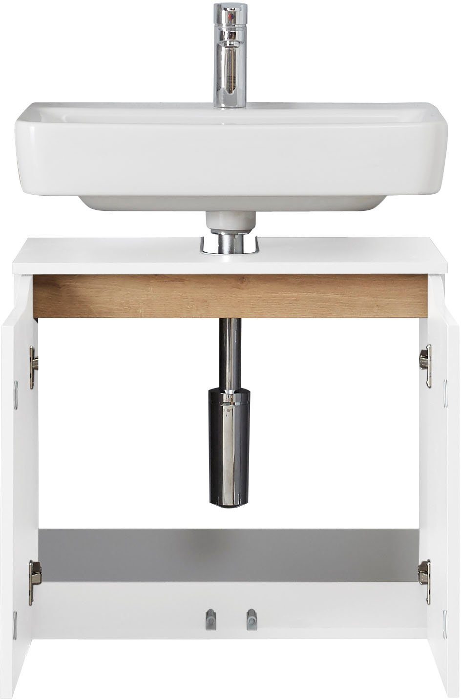 Saphir Wastafelonderkast Quickset onderkast, 60 cm breed, 2 deuren Wastafelonderkast met sifonuitsparing, zonder wasbak, greeploos