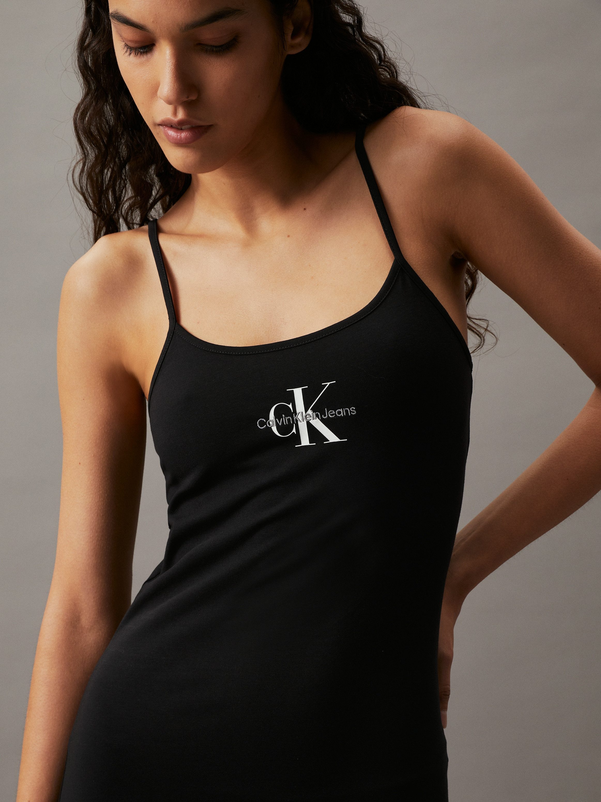 Calvin Klein Jurk met spaghettibandjes MONOLOGO STRAPPY DRESS