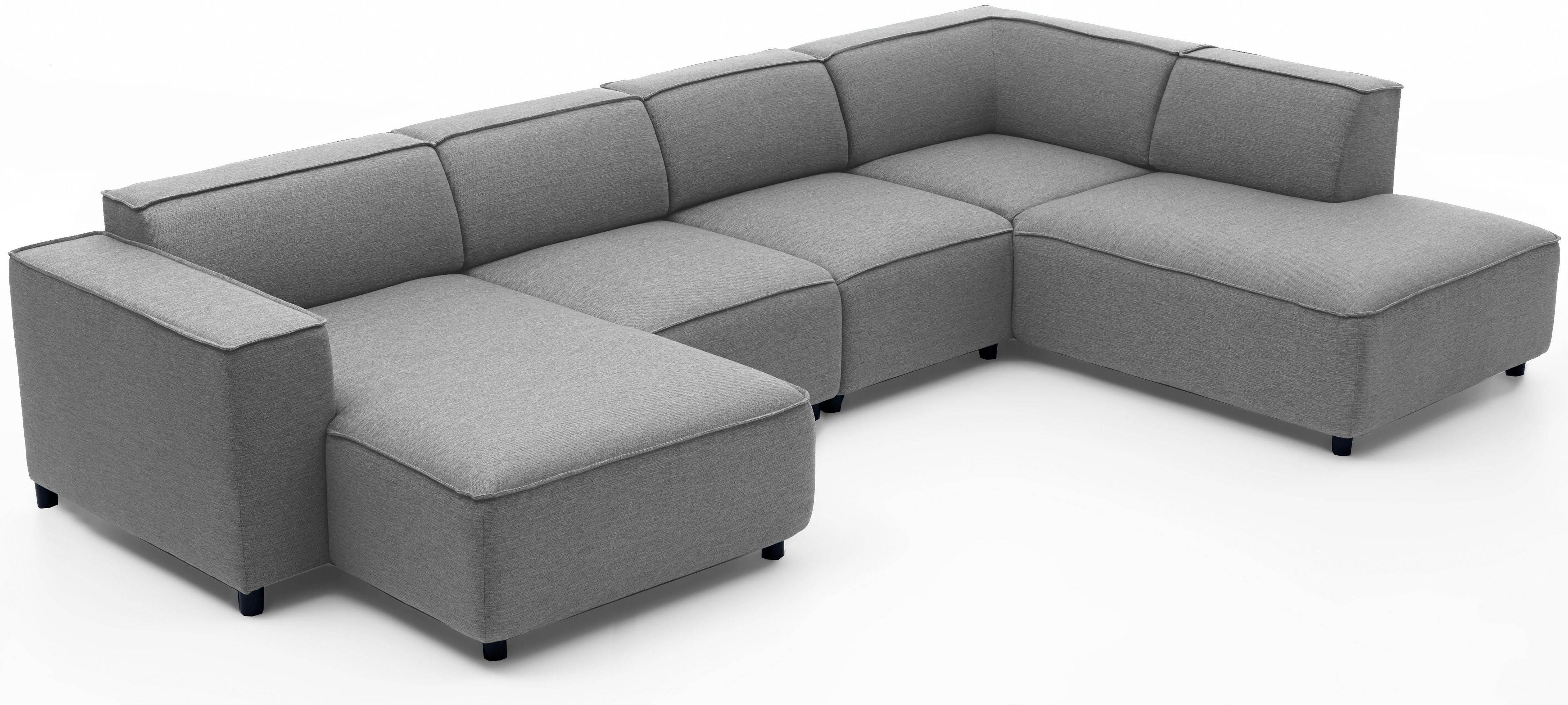 ATLANTIC home collection Zithoek Bulky U-vorm in u-model en xxl-zitoppervlak, modulair gemonteerd