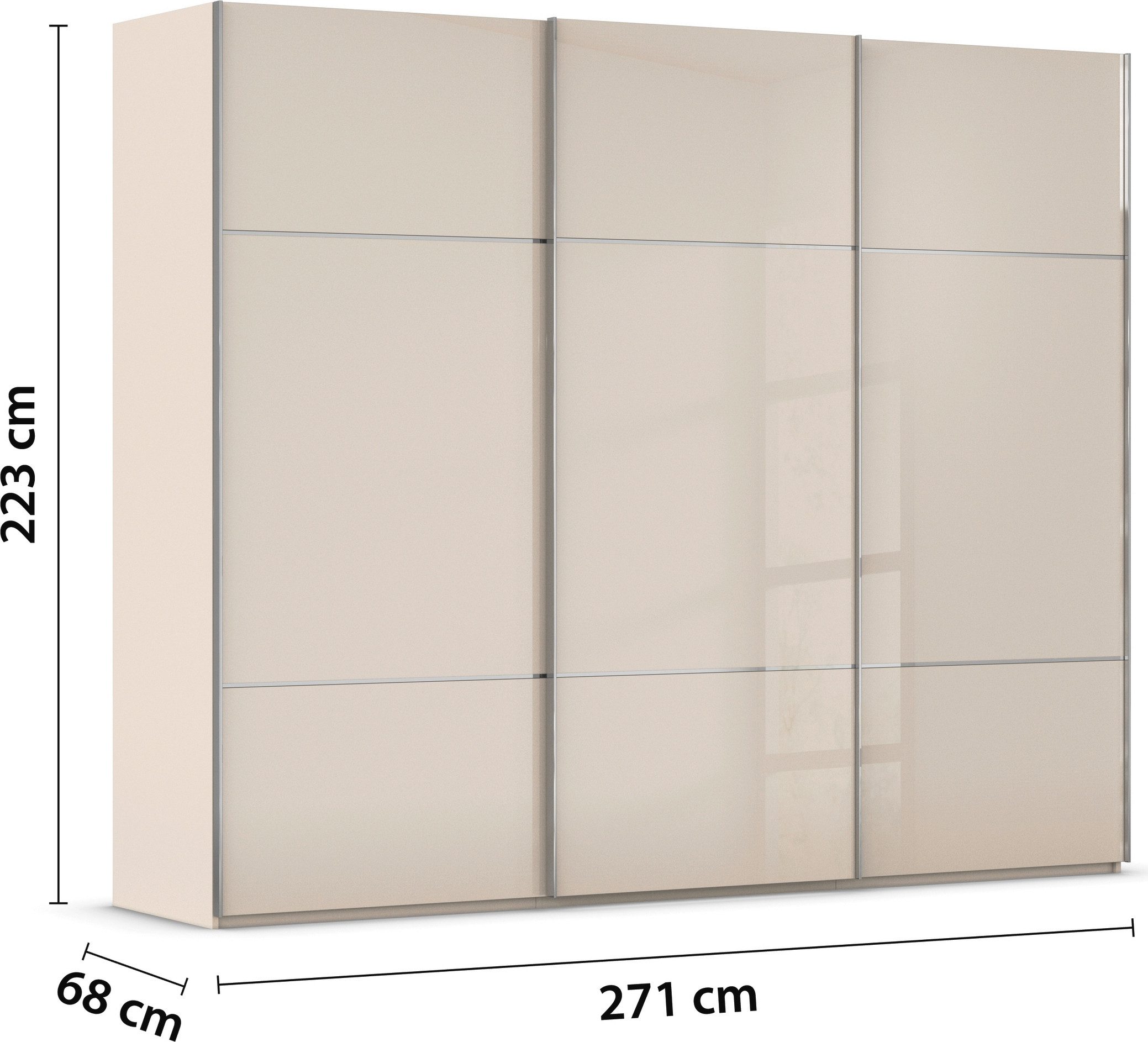 rauch Schuifdeurkast Kledingkast kast garderobe slaapkamerkast SCALE-TRIO edel drievoudig front met 2 sierlijsten glasfront made in germany