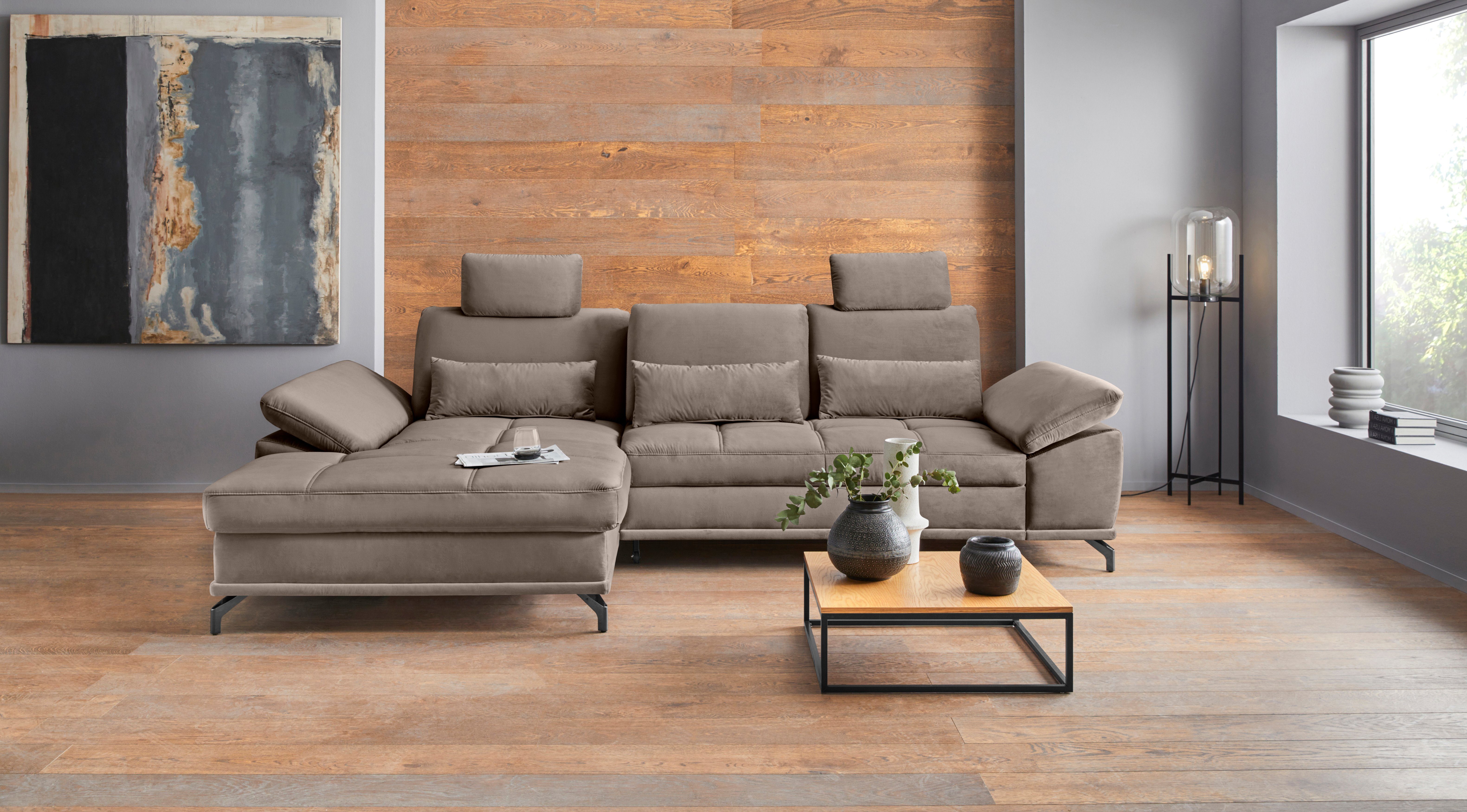 Places of Style Hoekbank Costello L-vorm, met zitdiepteverstelling, armleuningverstelling en