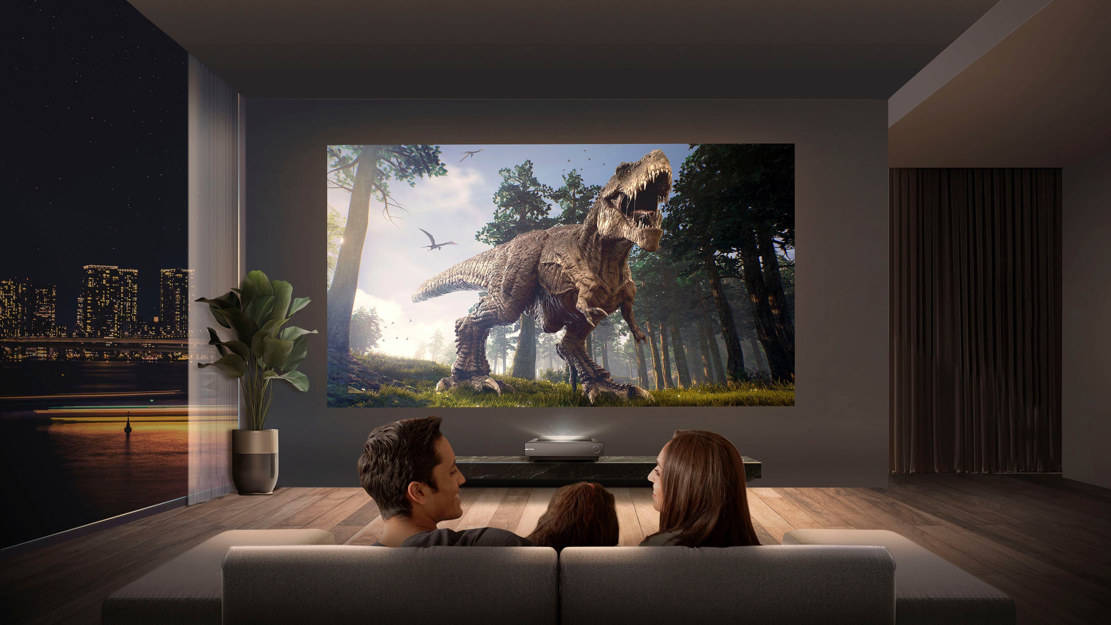 Hisense Laser-tv PX1-Pro 90-130 inch Trichroma laserprojector, 4K Ultra HD, 4k laser cinema, rgb lasertechnologie, android q - zonder scherm