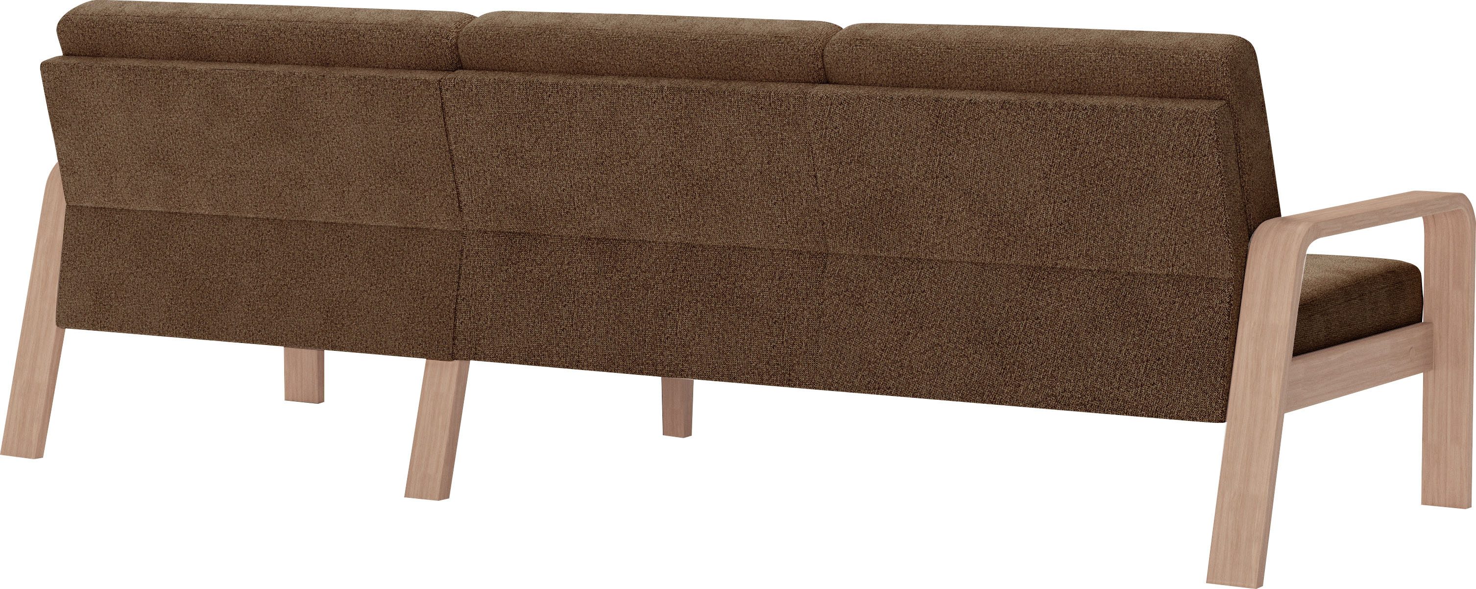 sit&more Hoekbank Kolding L-vorm Armleuningen van natuurlijk beukenhout, verschillende bekledingen en kleuren