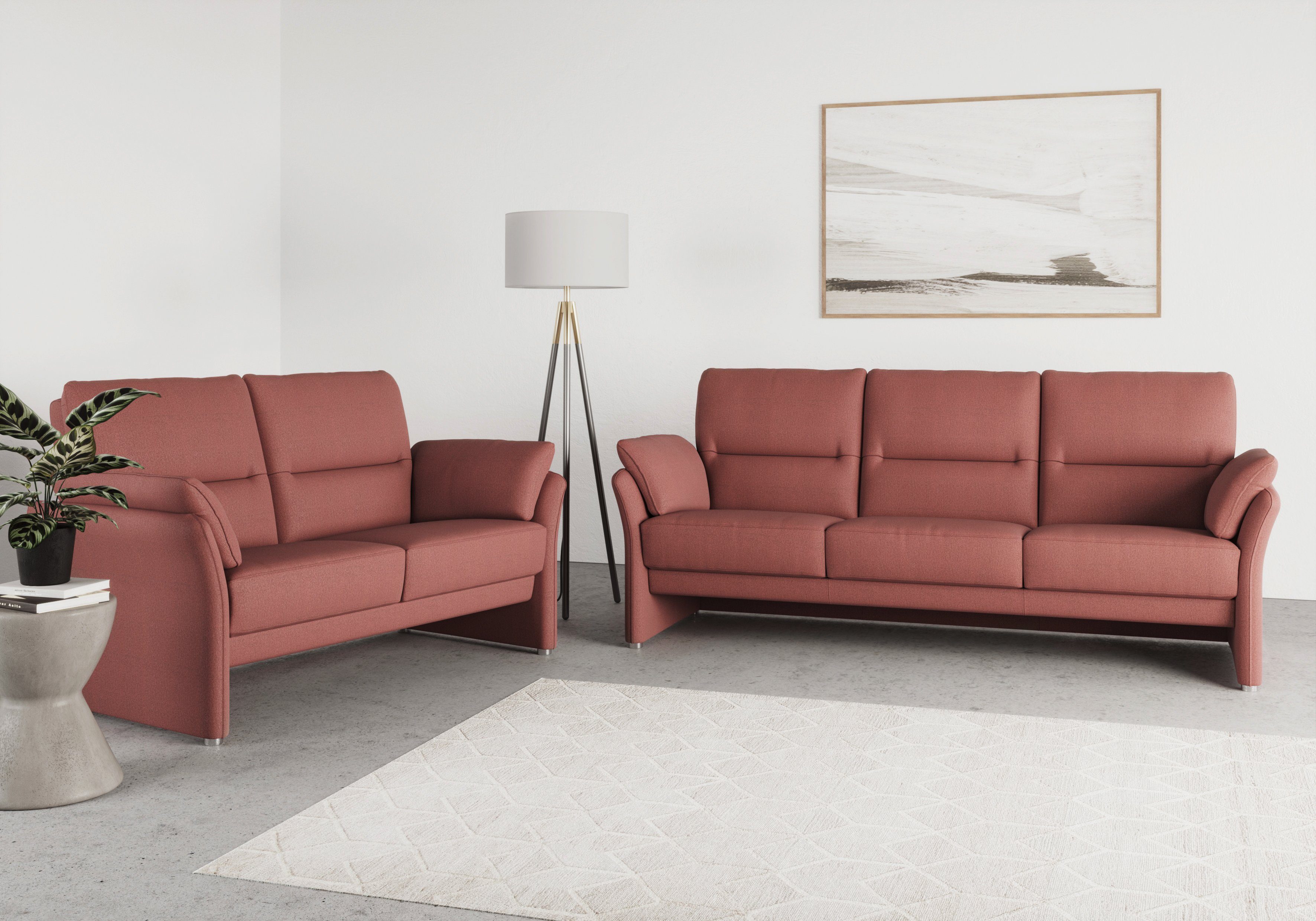 DOMO collection 3-zitsbank Pina tijdloos en elegant, smalle armleuningen, compacte afmetingen