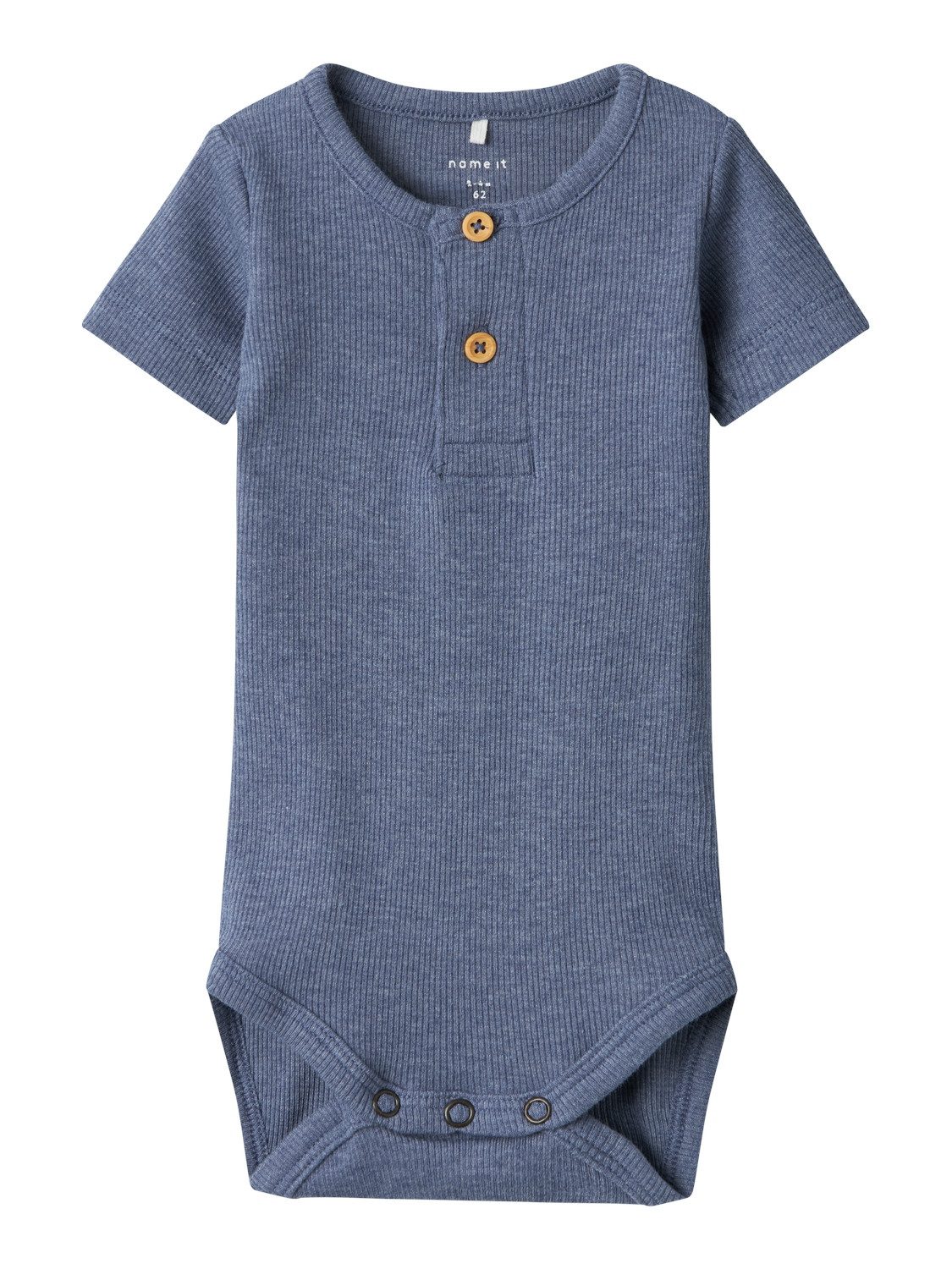 Name it BABY romper NBMKAB middenblauw Jongens Katoen Ronde hals Effen 56