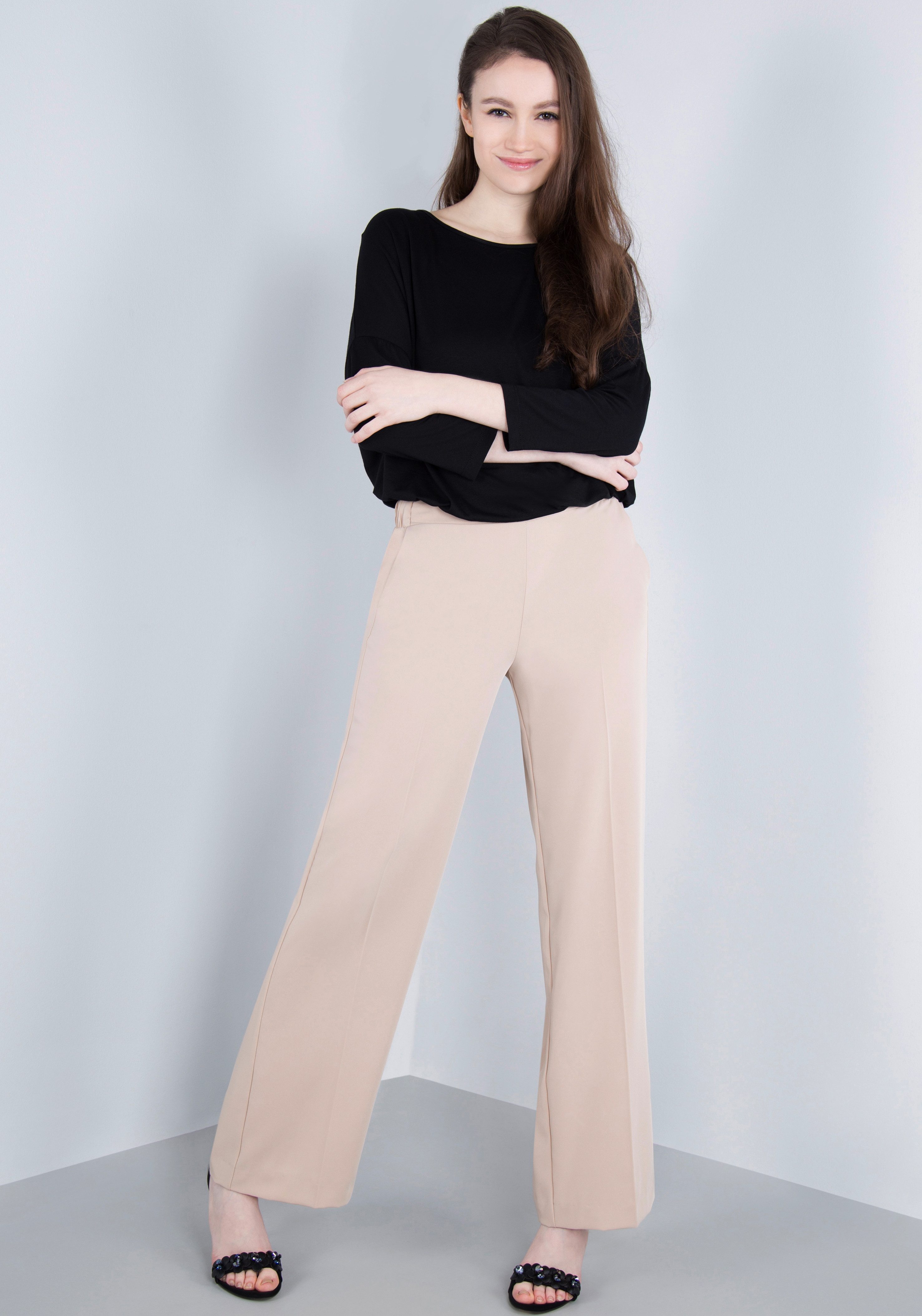 IMPERIAL Bandplooibroek Vloeiende wijde broek met elastische tailleband aan de achterkant