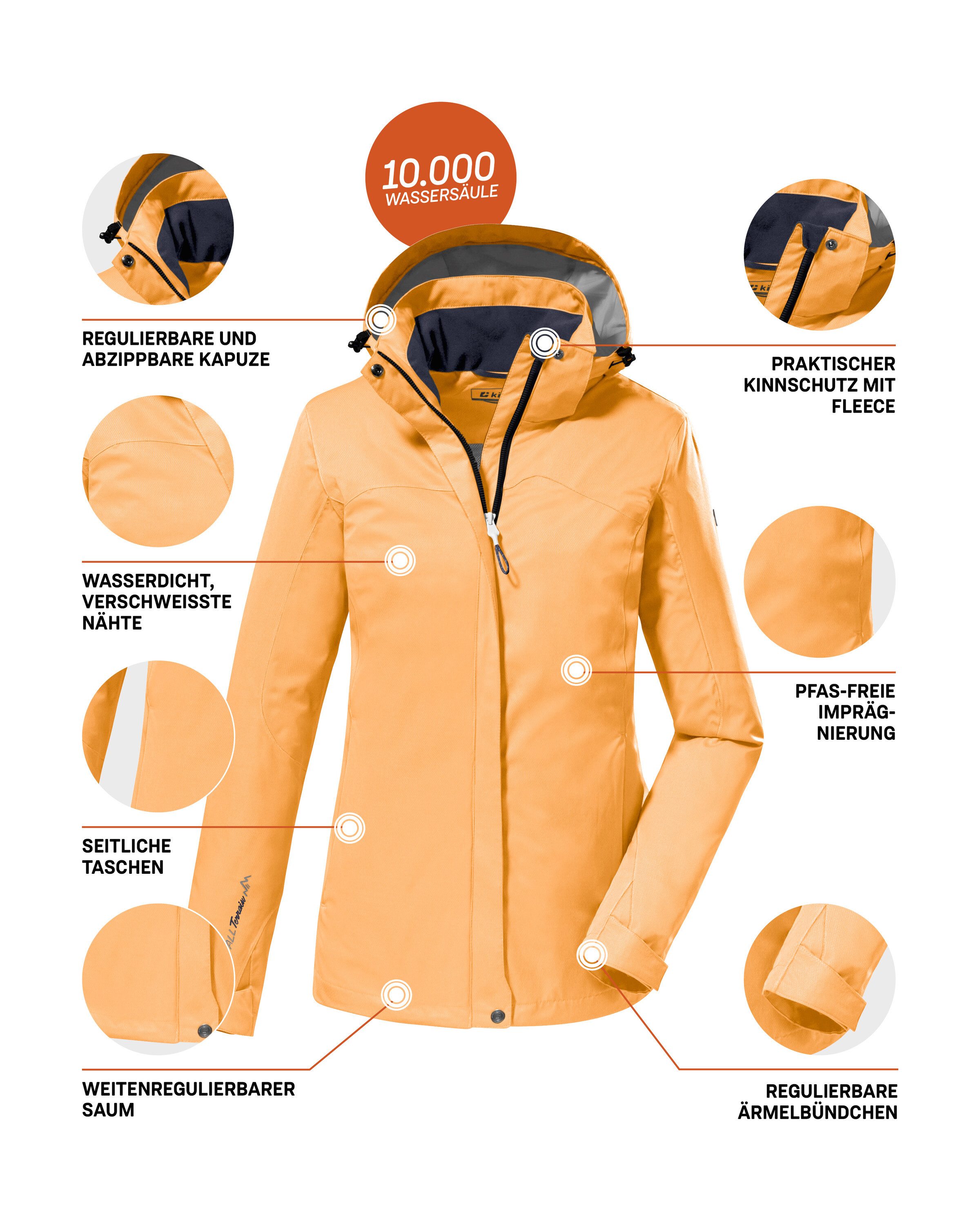 Killtec Outdoorjack KOS 133 WMN JCKT Water- en winddichte damesjack met afneembare capuchon, PFAS-vrij