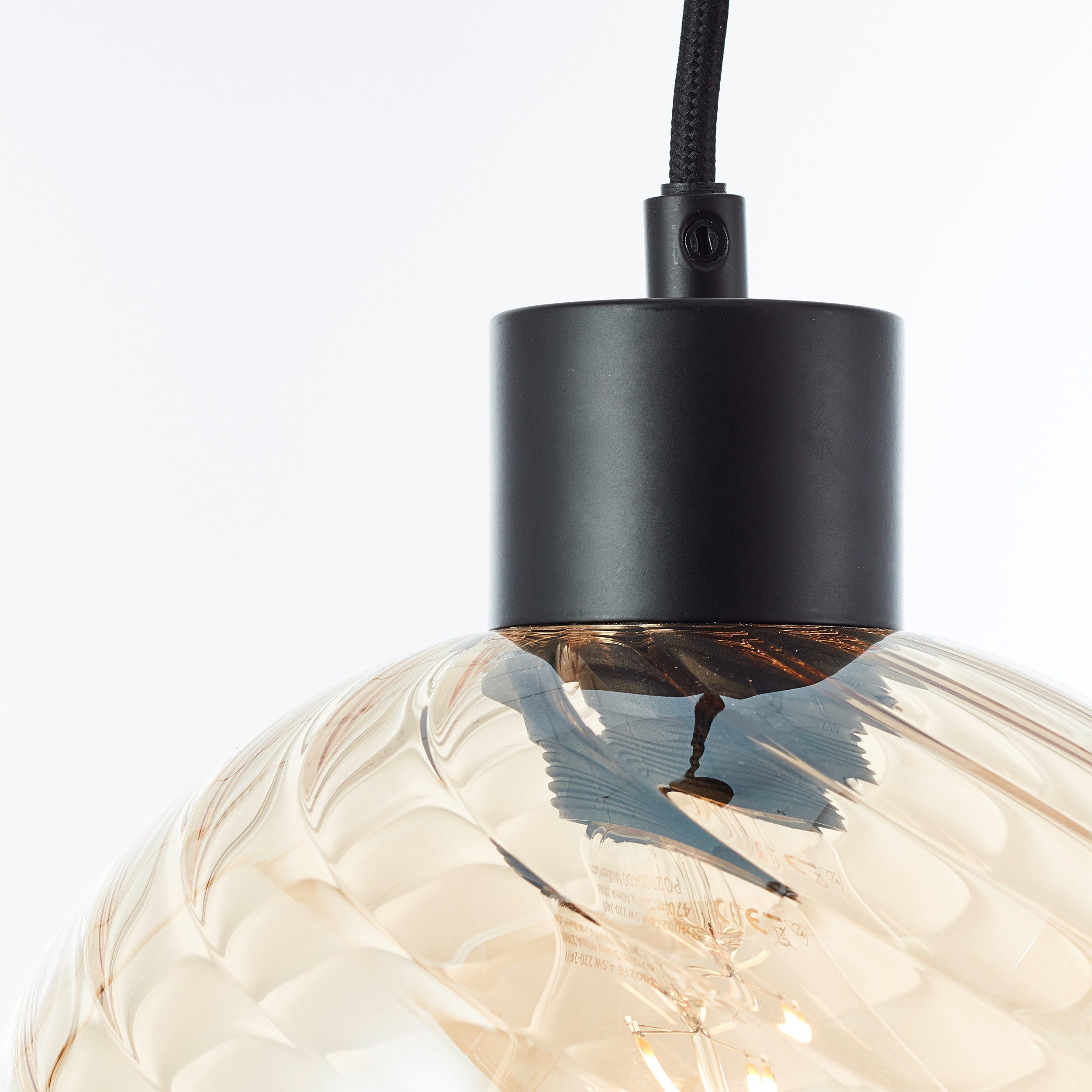 Brilliant Leuchten Hanglamp Casto 150 x 19 cm, e27, inkortbaar, glas, amberkleurig