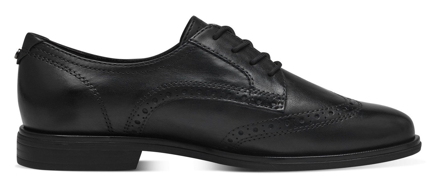 Tamaris Veterschoenen , blokhak, businessschoen, lage schoen met lyra-perforatie