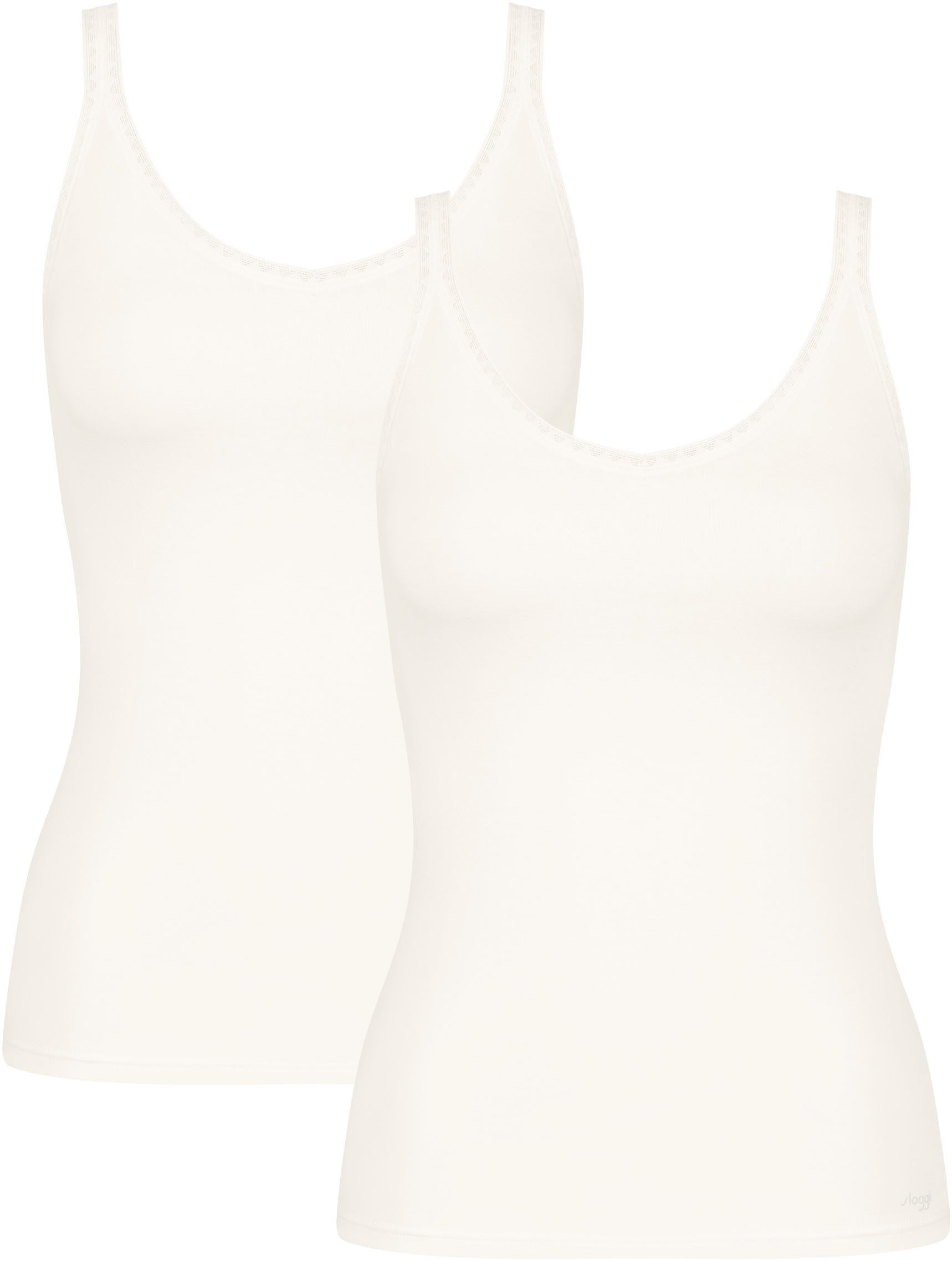 Sloggi Hemd GO Shirt 01 C2P zachte kantdetails (2 stuks, Set van 2) dames onderhemden maat XL beige