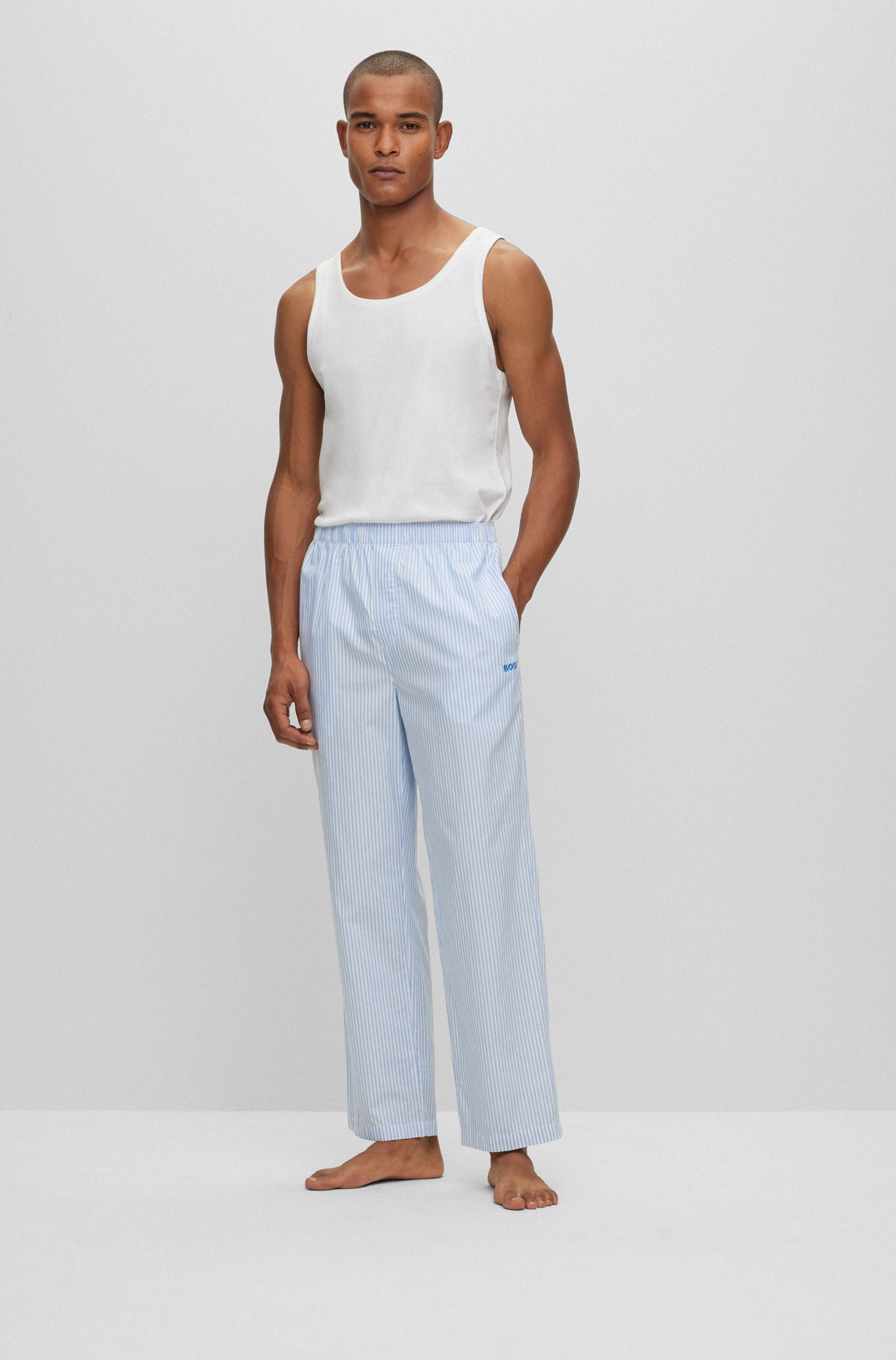 BOSS Pyjama Stripe Pants in modieuze strepen & boss logo-opdruk heren voordeelsets maat XXL blauw