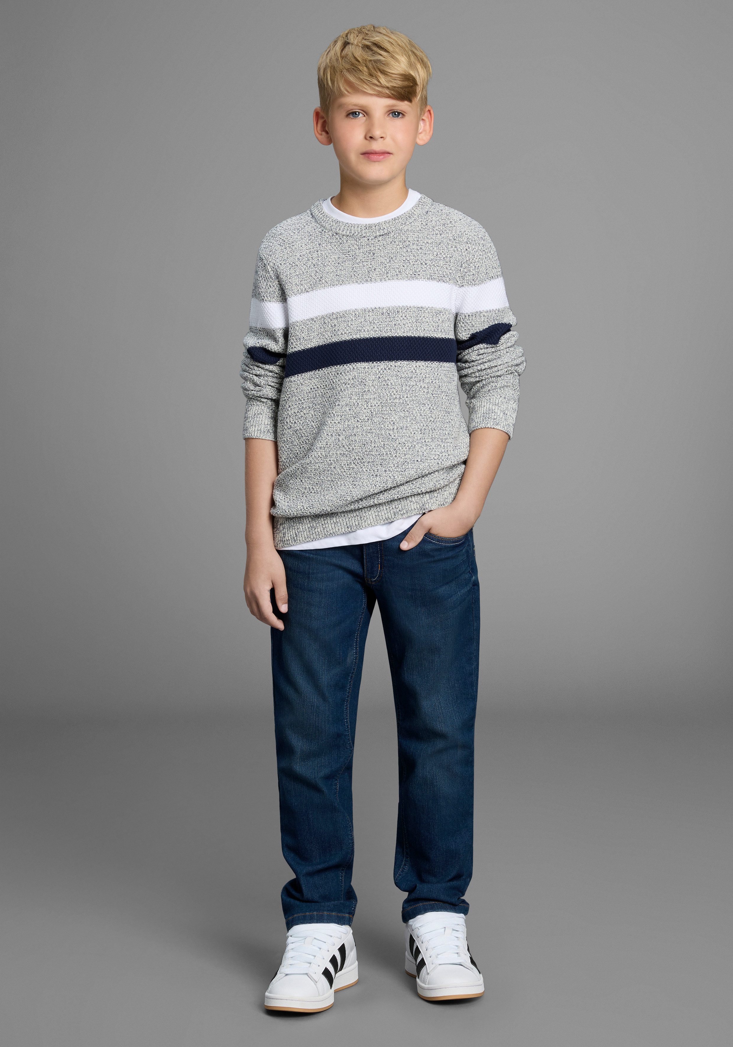 Bruno Banani Gebreide trui Gestreeptrui in modieuze breistructuur NIEUW: BRUNO BANANI voor TIENERS! Pullover in melange