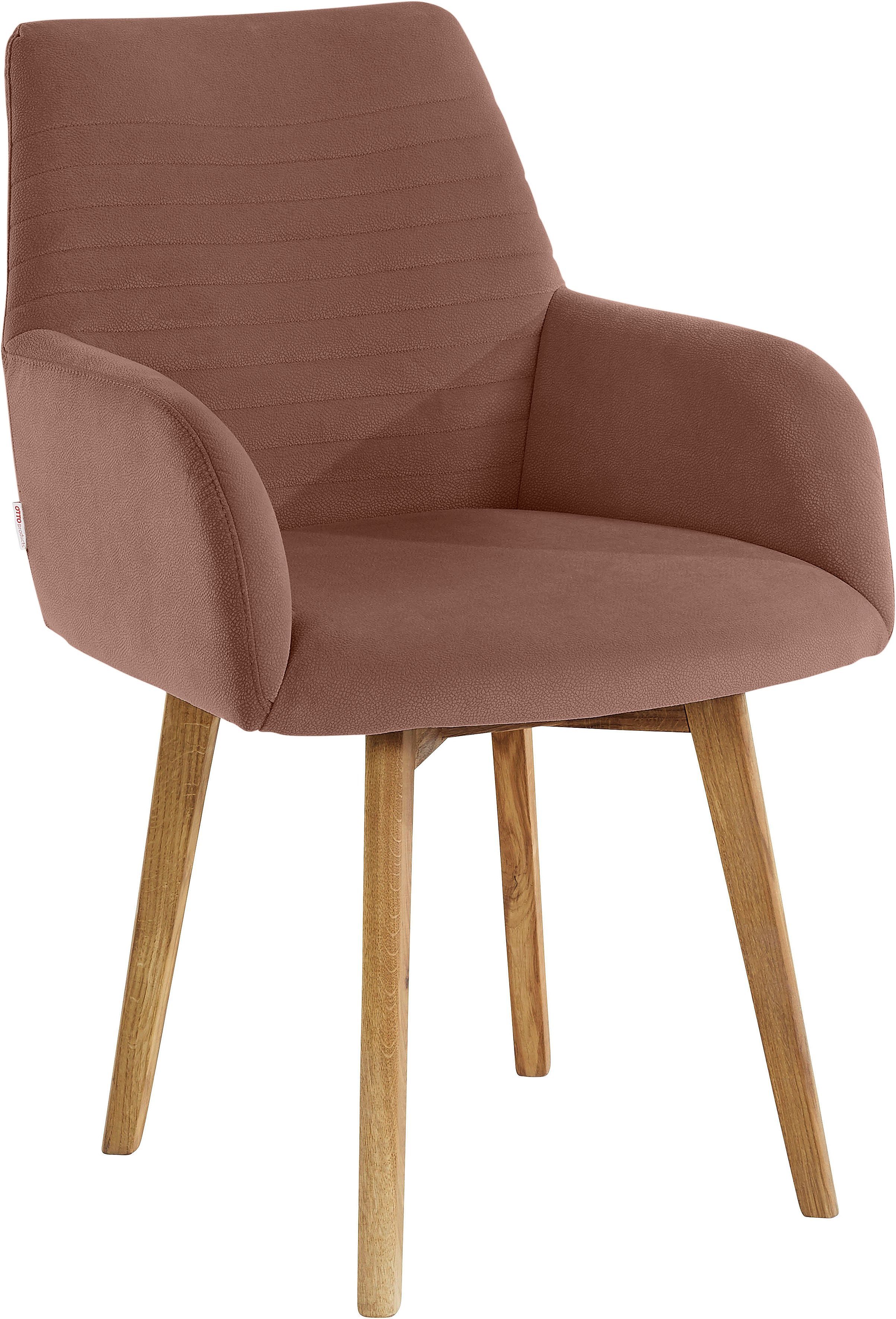 OTTO products Stoel met armleuningen Alessja Bekleding van microvezel, frame van eiken massief hout (set, 2 stuks)