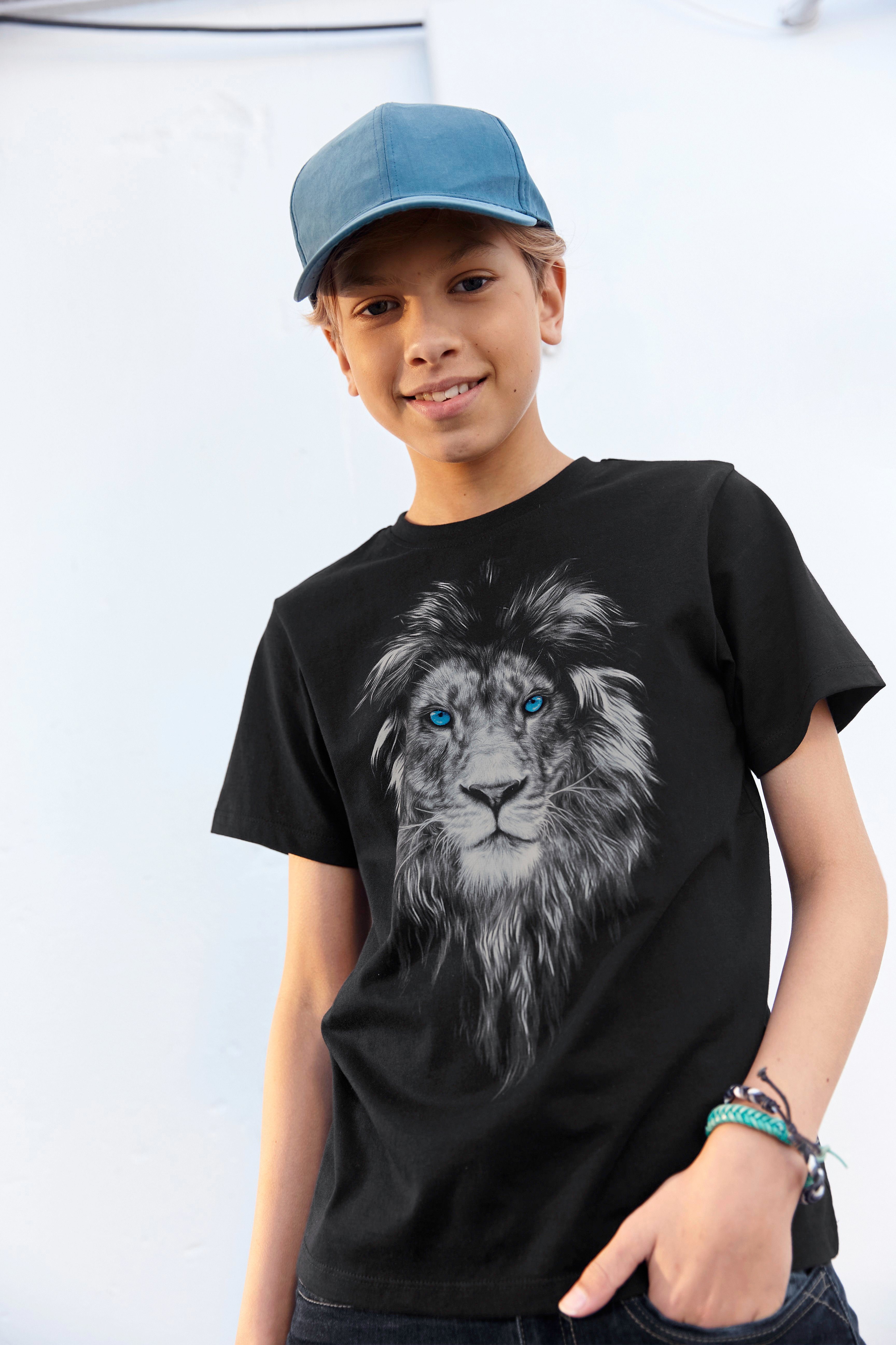 KIDSWORLD T-shirt LION WITH BLUE EYES Korte mouwen, basic pasvorm, met trendy print, ronde hals