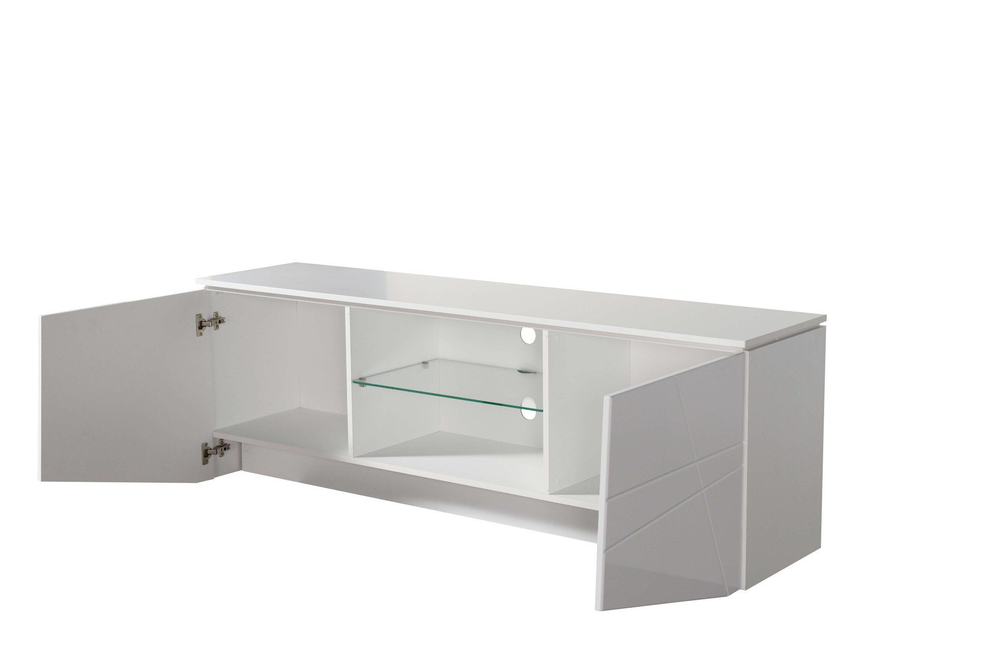 INOSIGN Tv-meubel Cadiz TV-Board TV-kast met hoogglans fronten en frezingen, glazen plank