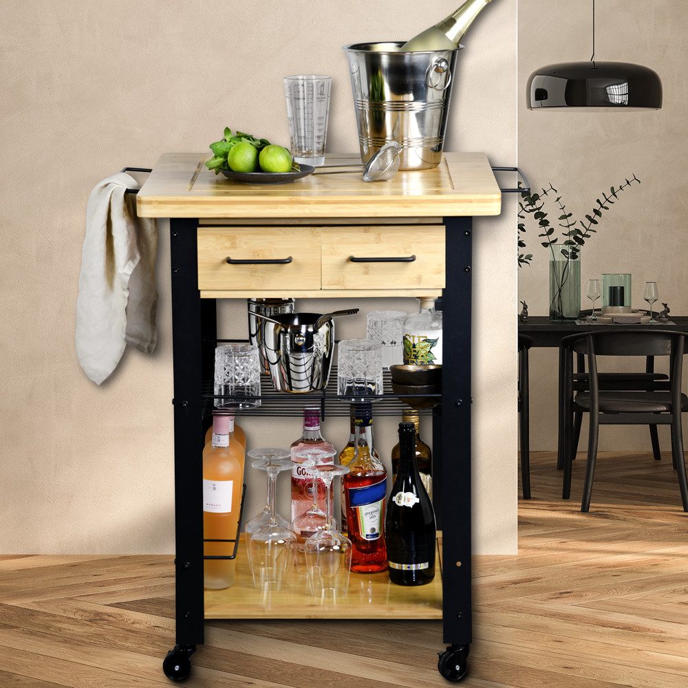 KESPER for kitchen & home Keukentrolley Rollwagen, FSC met ruime metalen mand