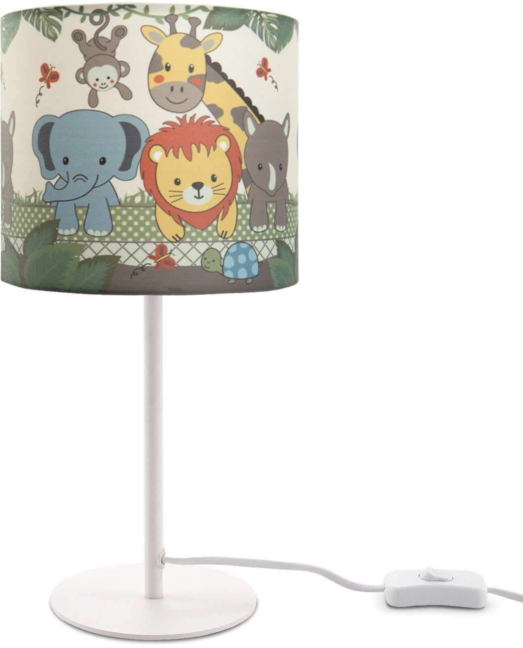 Paco Home Tafellamp Diamond 634 Kinderlamp LED kinderkamer lamp jungle-dieren, tafellamp E14