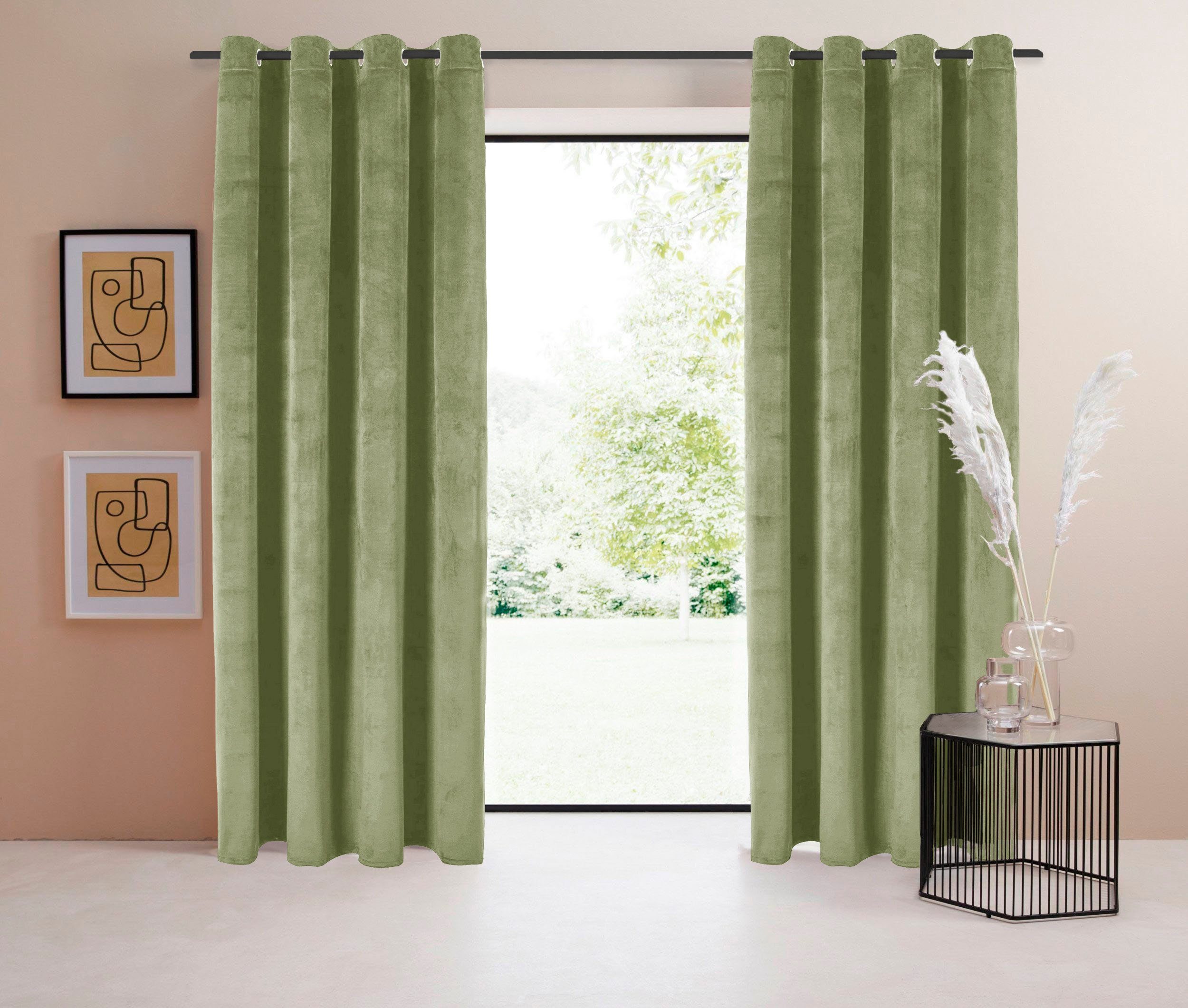 LeGer Home by Lena Gercke Gordijn Fluweel Ladina ondoorzichtig gordijn, duurzame gordijn, fluwelen gordijn (1 stuk) kant & klaar gordijnen maat 2