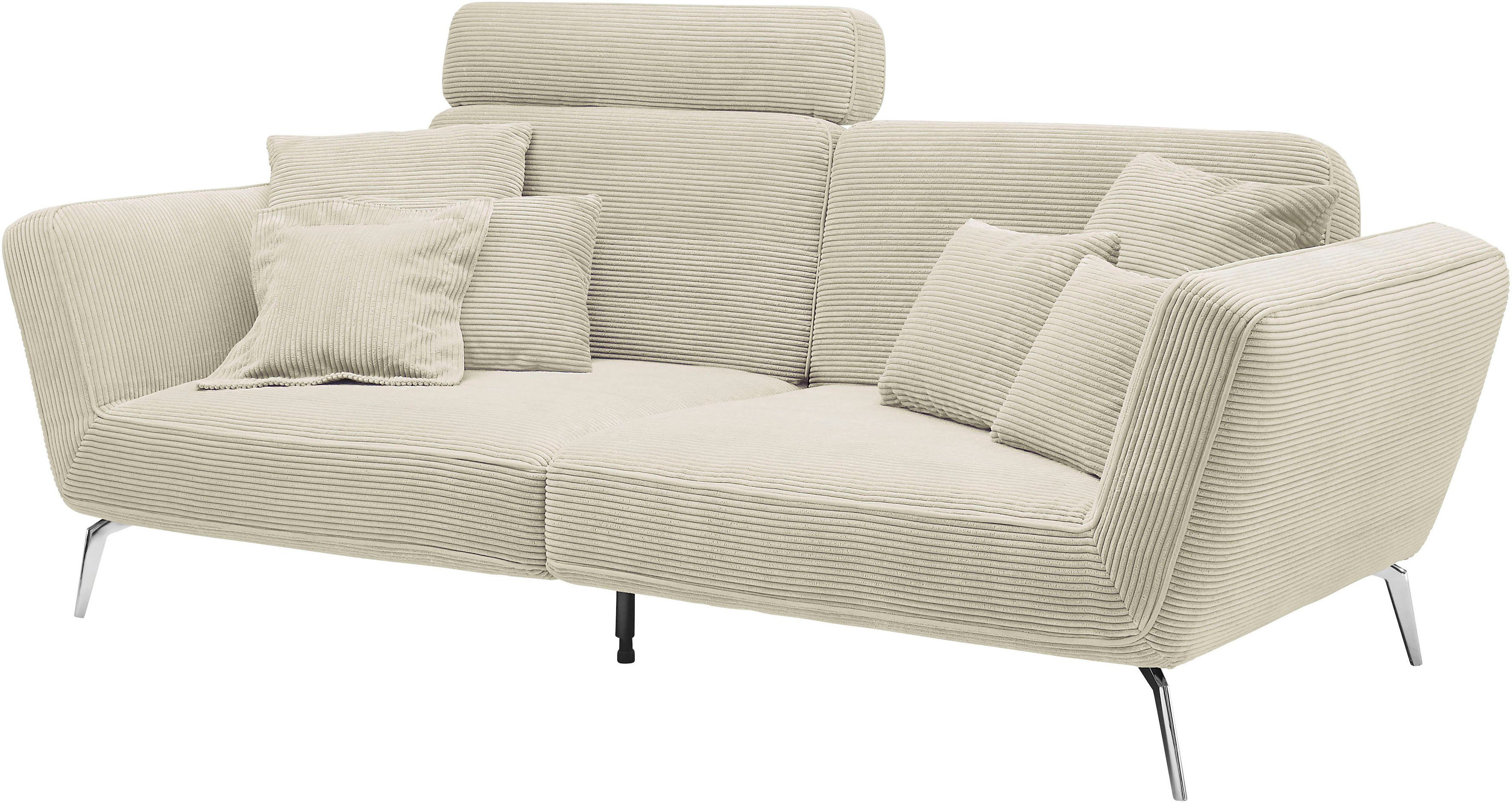 set one by Musterring Megabank SO 4500 Voeten chroomkleurig, optioneel met hoofdsteun, breedte 260cm, in cord